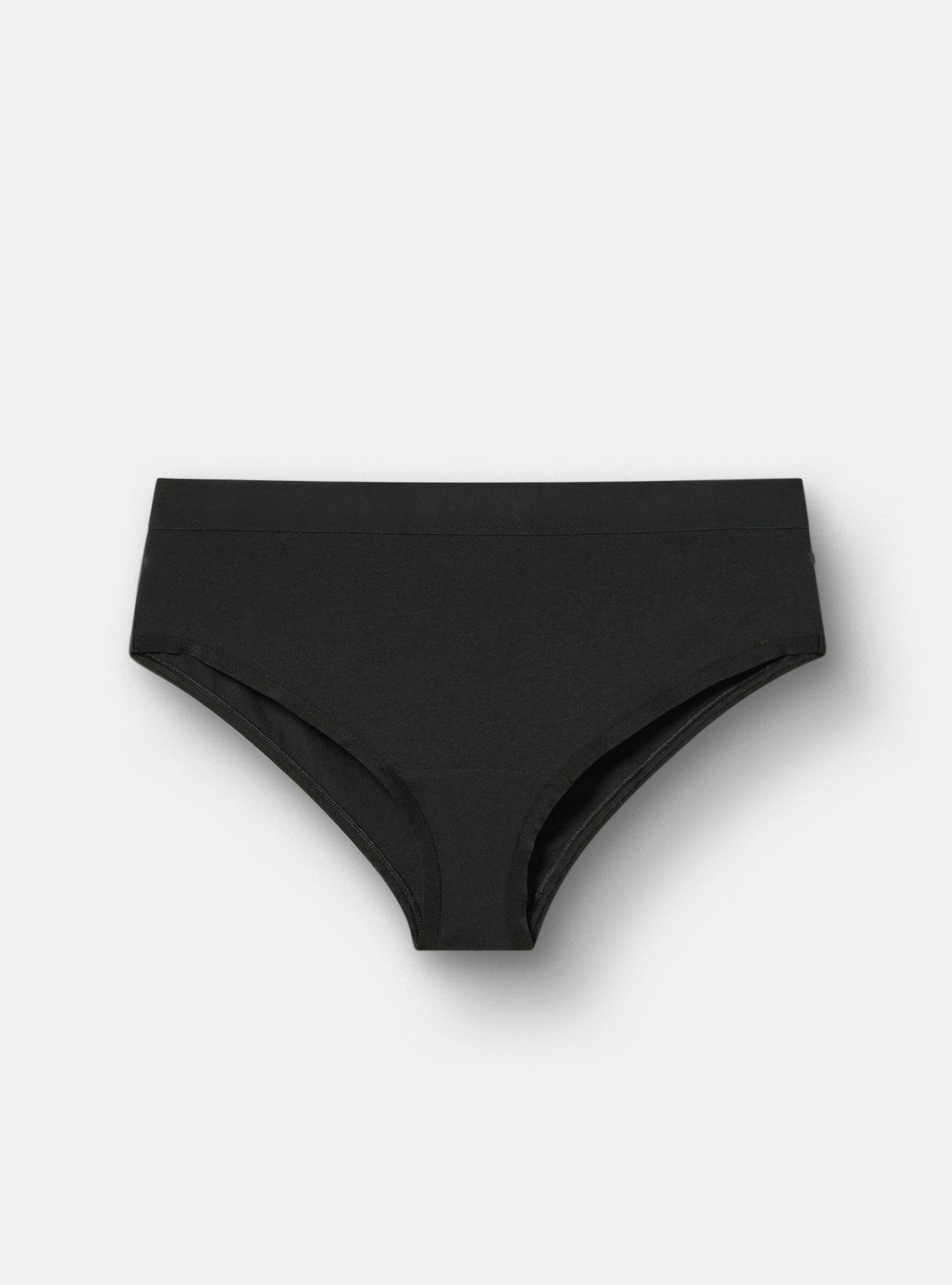 Cotton Mid-Rise Cheeky Panty, RICH BLACK, hi-res