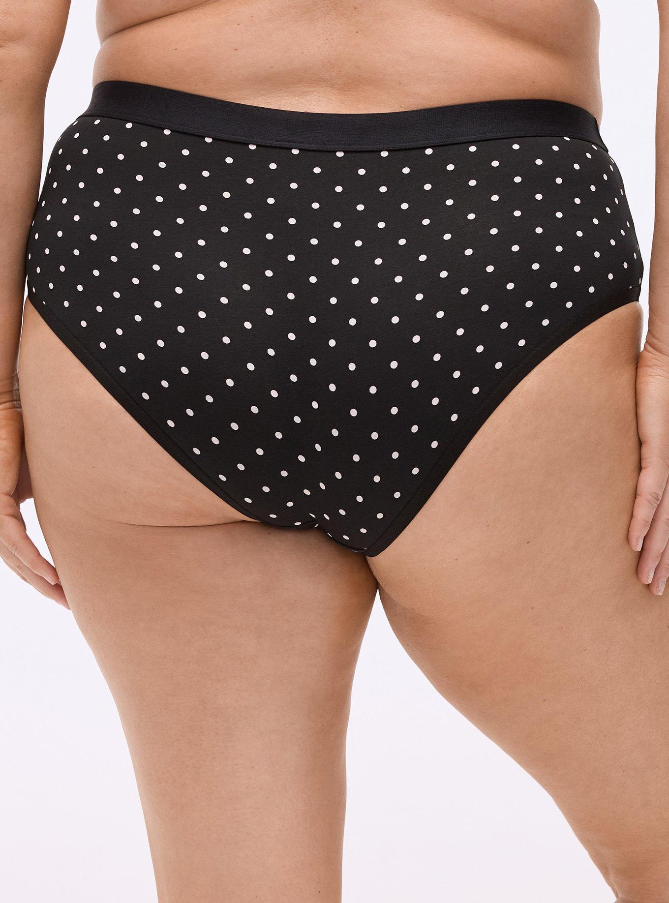 Cotton Mid-Rise Cheeky Panty, MIRANDA DOT RICH BLACK, alternate