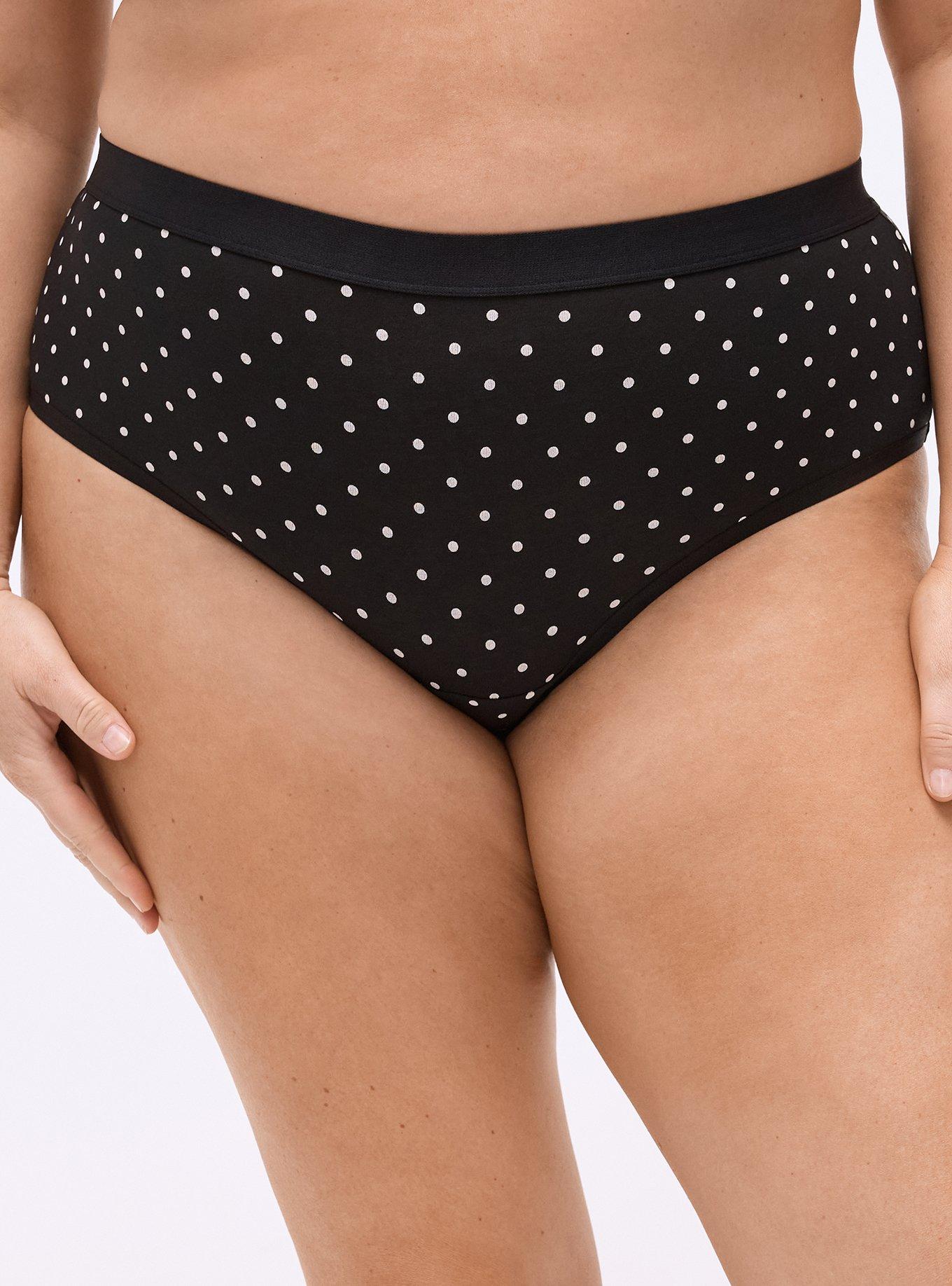Cotton Mid-Rise Cheeky Panty, MIRANDA DOT RICH BLACK, hi-res