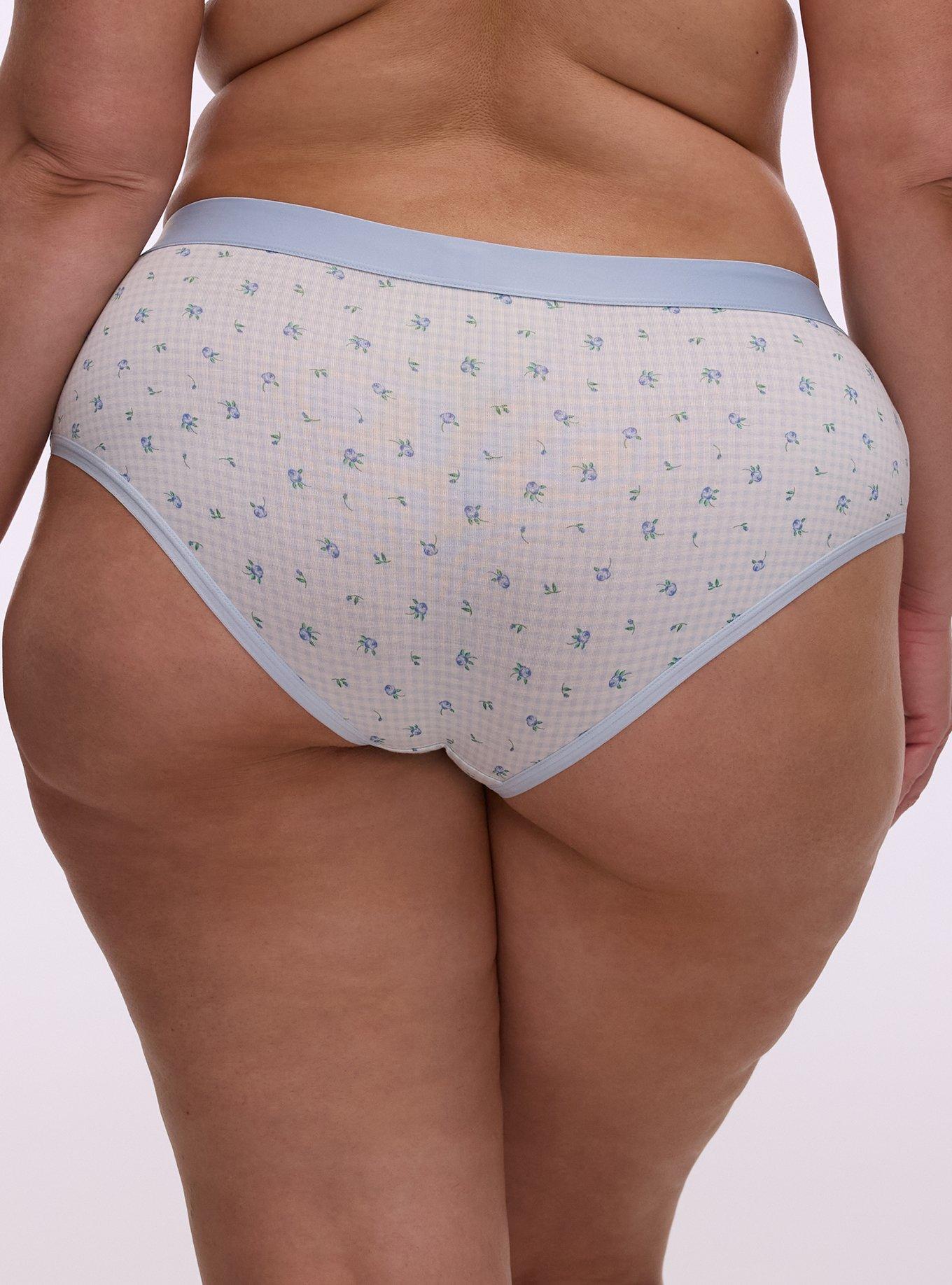 Cotton Mid-Rise Cheeky Panty, MINI ROSES FLORAL BLUE, alternate