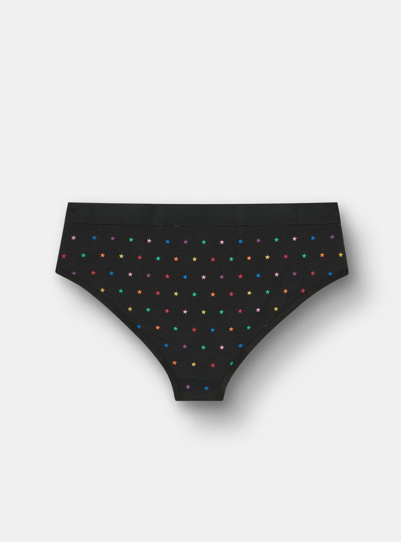 Cotton Mid-Rise Cheeky Panty, BRANDY STARS BLACK, alternate