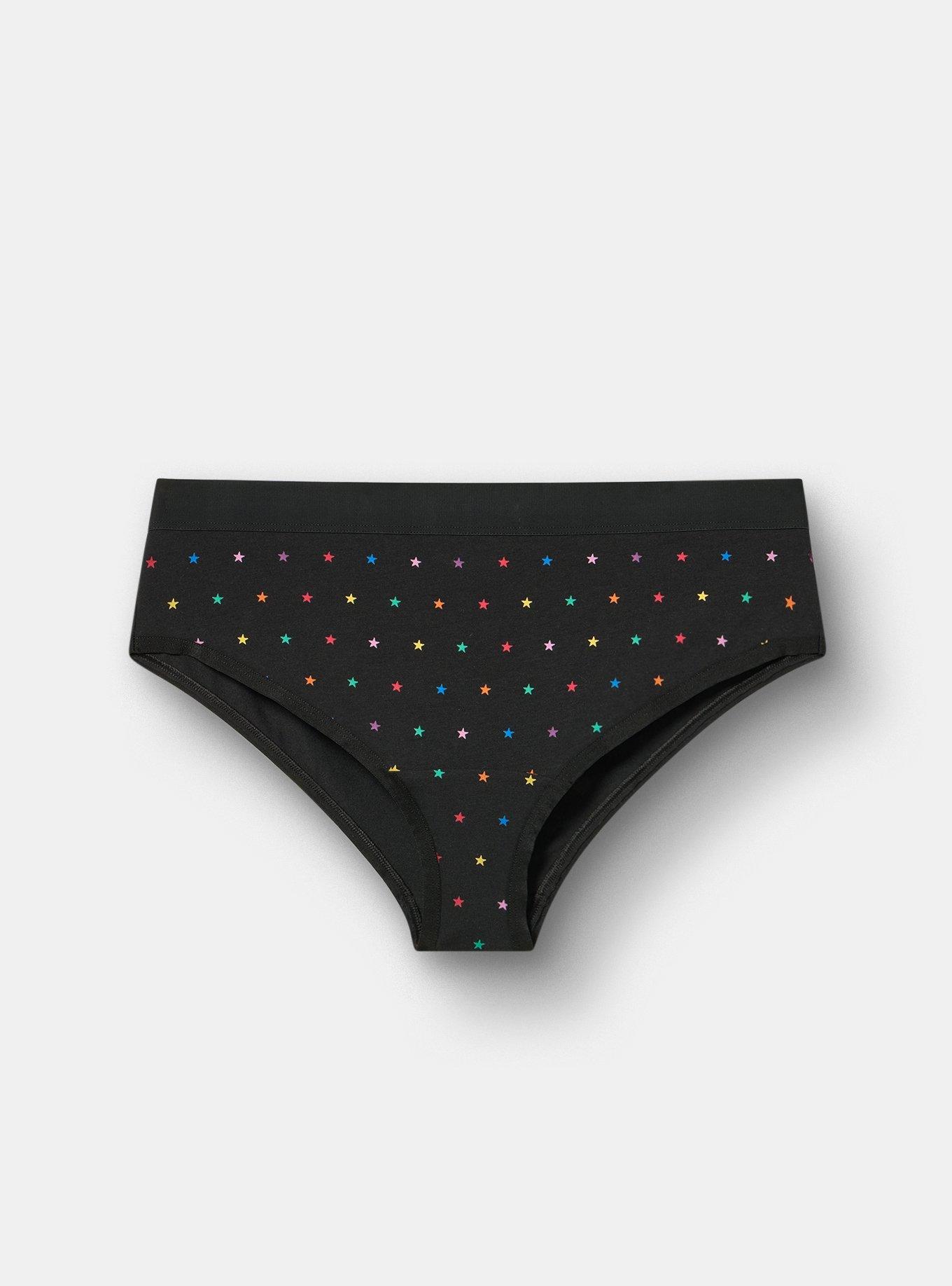 Cotton Mid-Rise Cheeky Panty, BRANDY STARS BLACK, hi-res