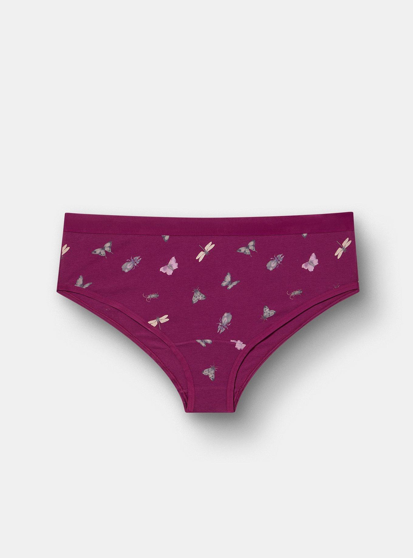 Cotton Mid-Rise Cheeky Panty, LITTLE INSECTS PURPLE, hi-res