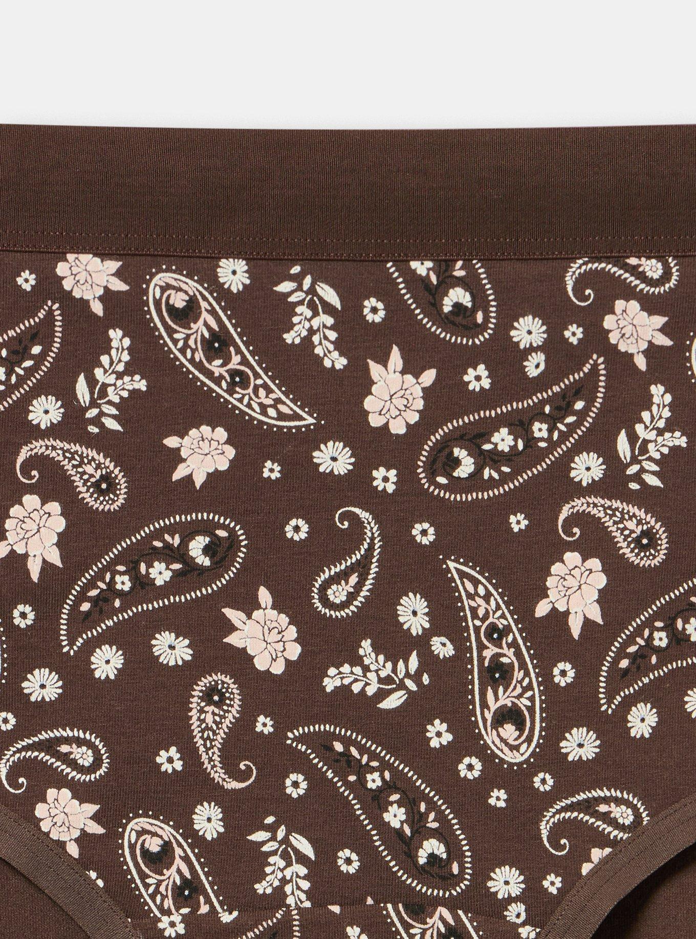 Cotton Mid-Rise Cheeky Panty, WESTERN PAISLEY BROWN, alternate
