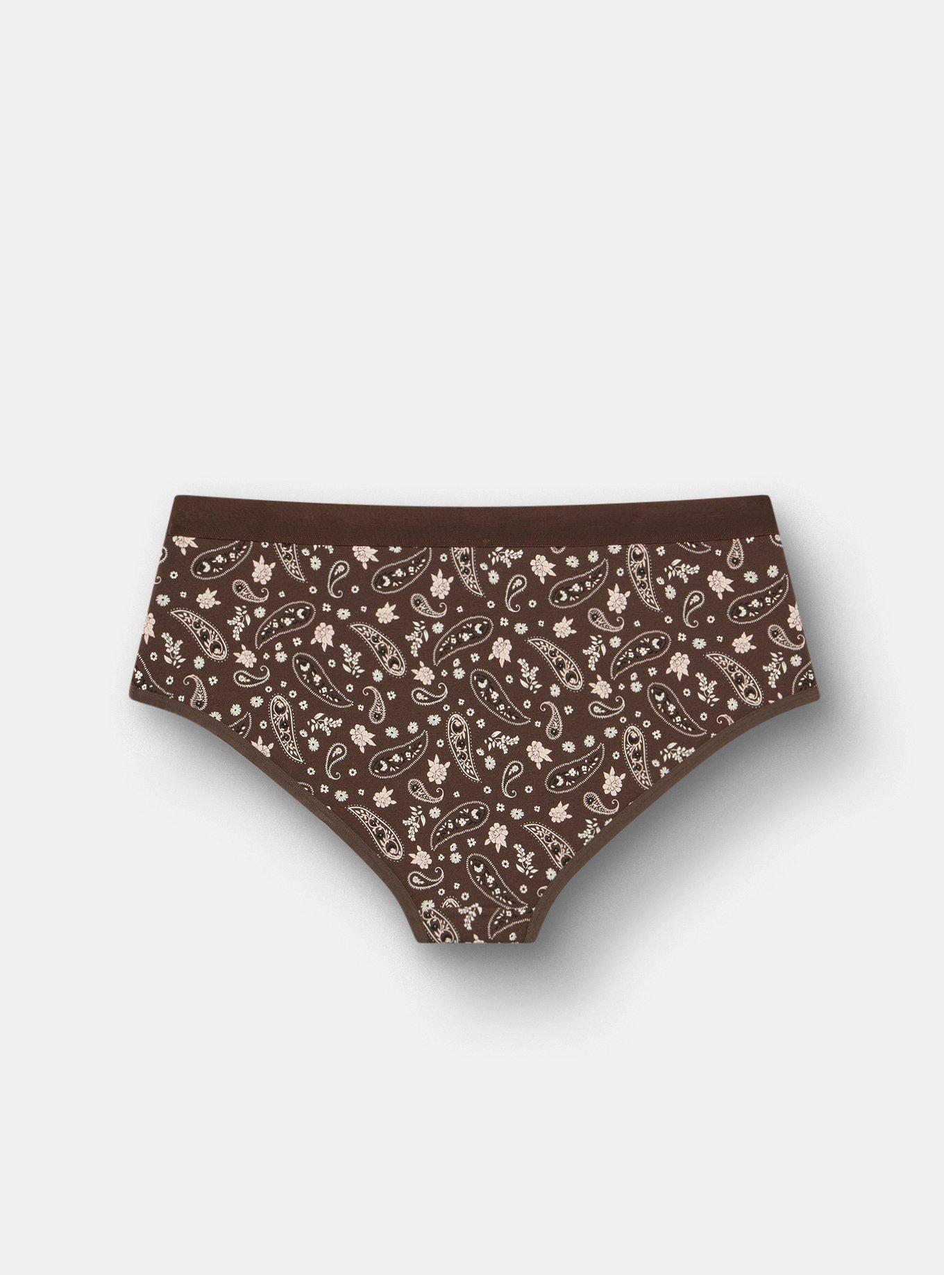 Cotton Mid-Rise Cheeky Panty, WESTERN PAISLEY BROWN, alternate