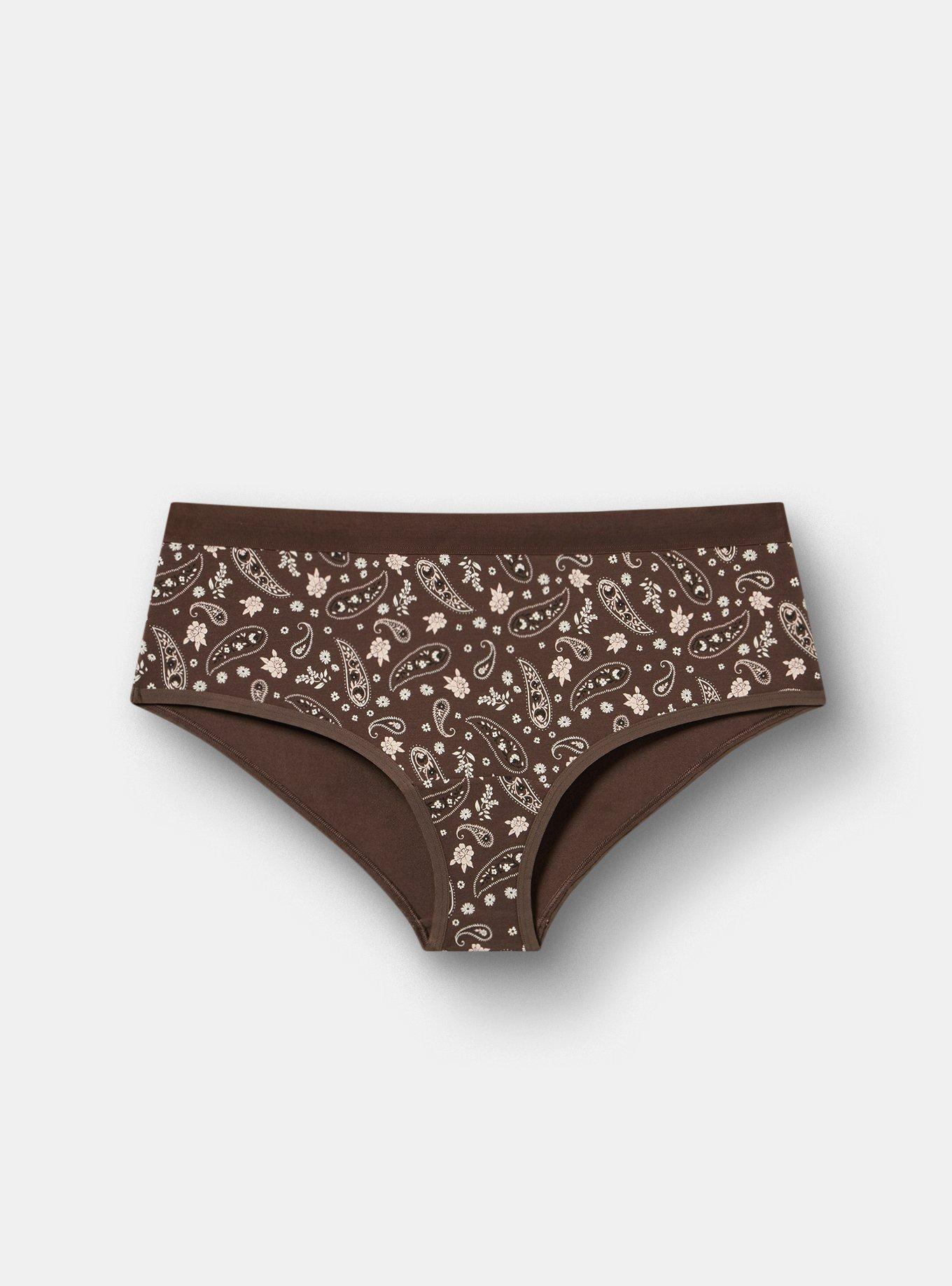 Cotton Mid-Rise Cheeky Panty, WESTERN PAISLEY BROWN, hi-res