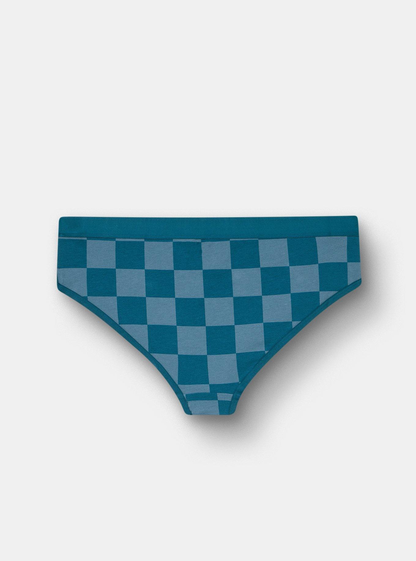 Cotton Mid-Rise Cheeky Panty, SUNNY CHECK TEAL, alternate