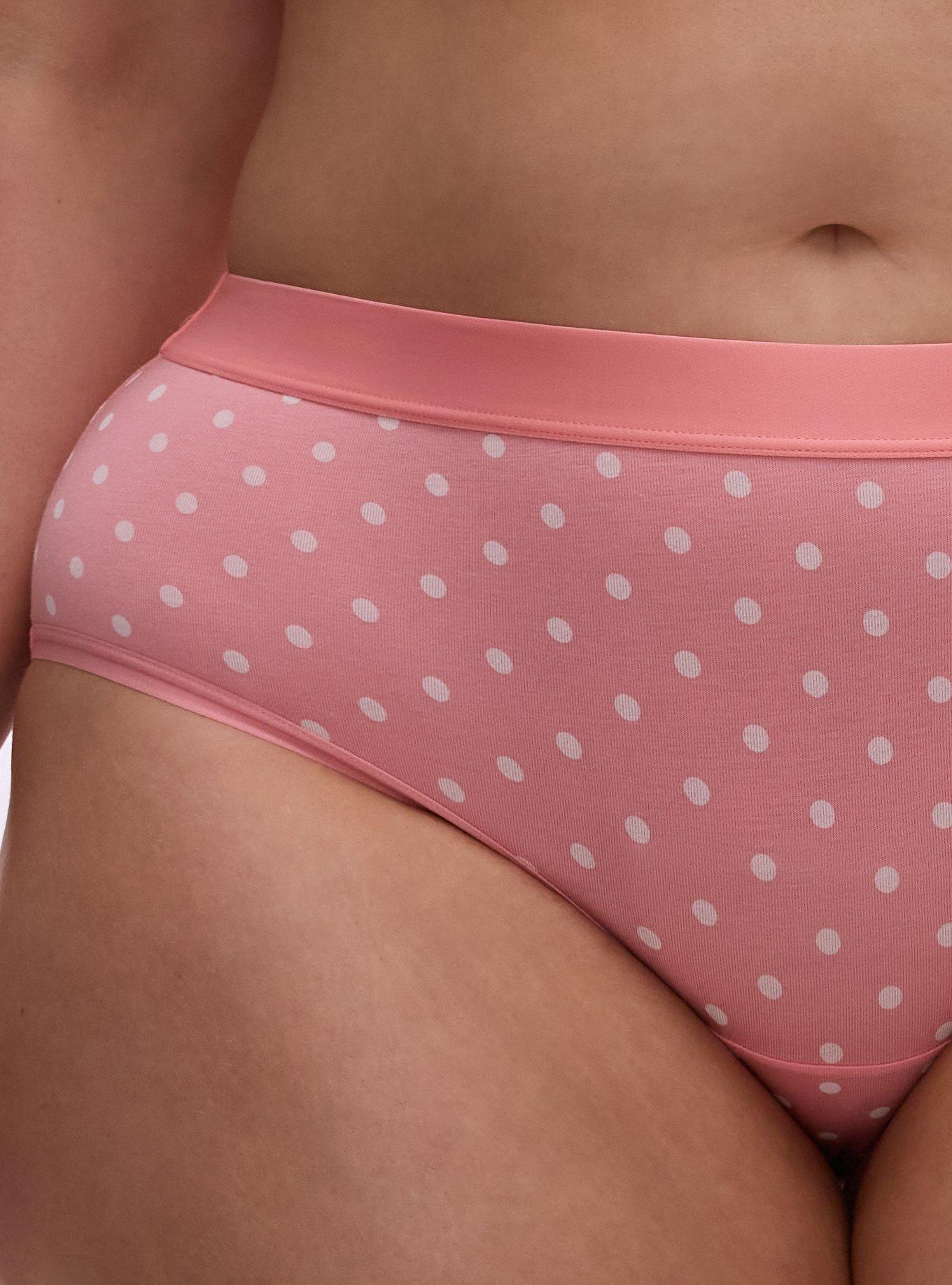 Plus Size Cotton Mid-Rise Cheeky Panty, COMMIT DOT PINK, alternate