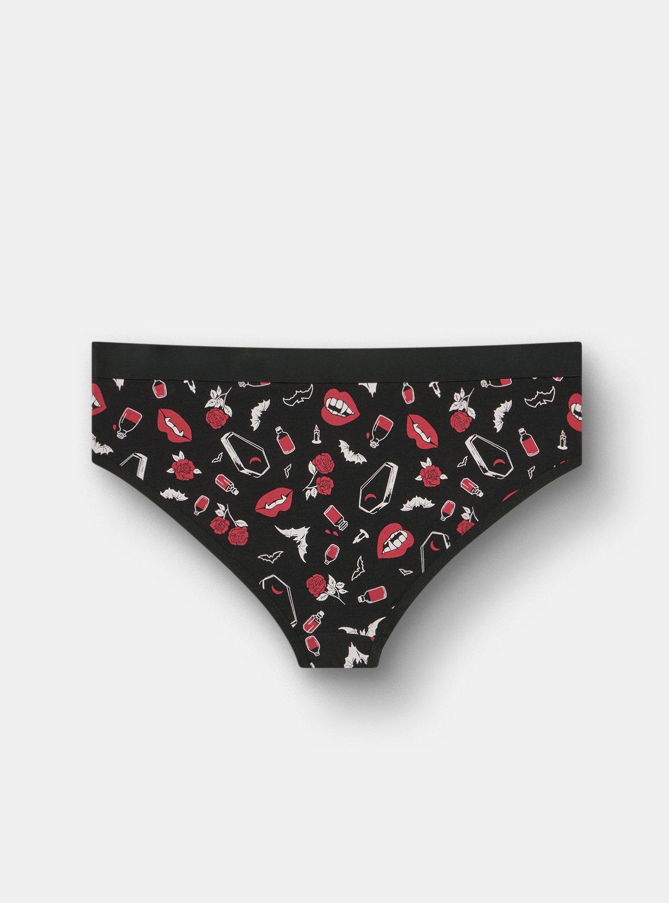 Cotton Mid-Rise Cheeky Panty, VAMPIRE THINGS BLACK, alternate