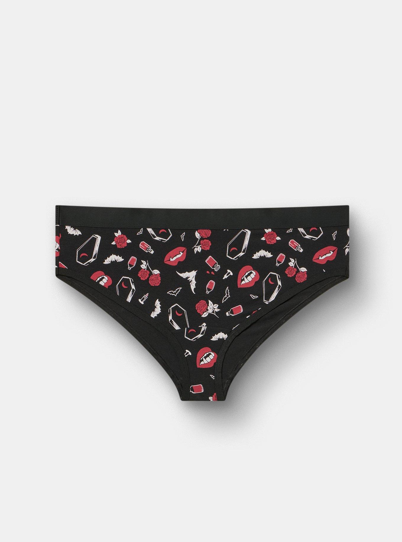 Cotton Mid-Rise Cheeky Panty, VAMPIRE THINGS BLACK, hi-res