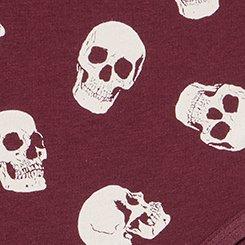 Plus Size Cotton Mid-Rise Cheeky Panty, BUBBLEGUM SKULLS BURGUNDY, swatch
