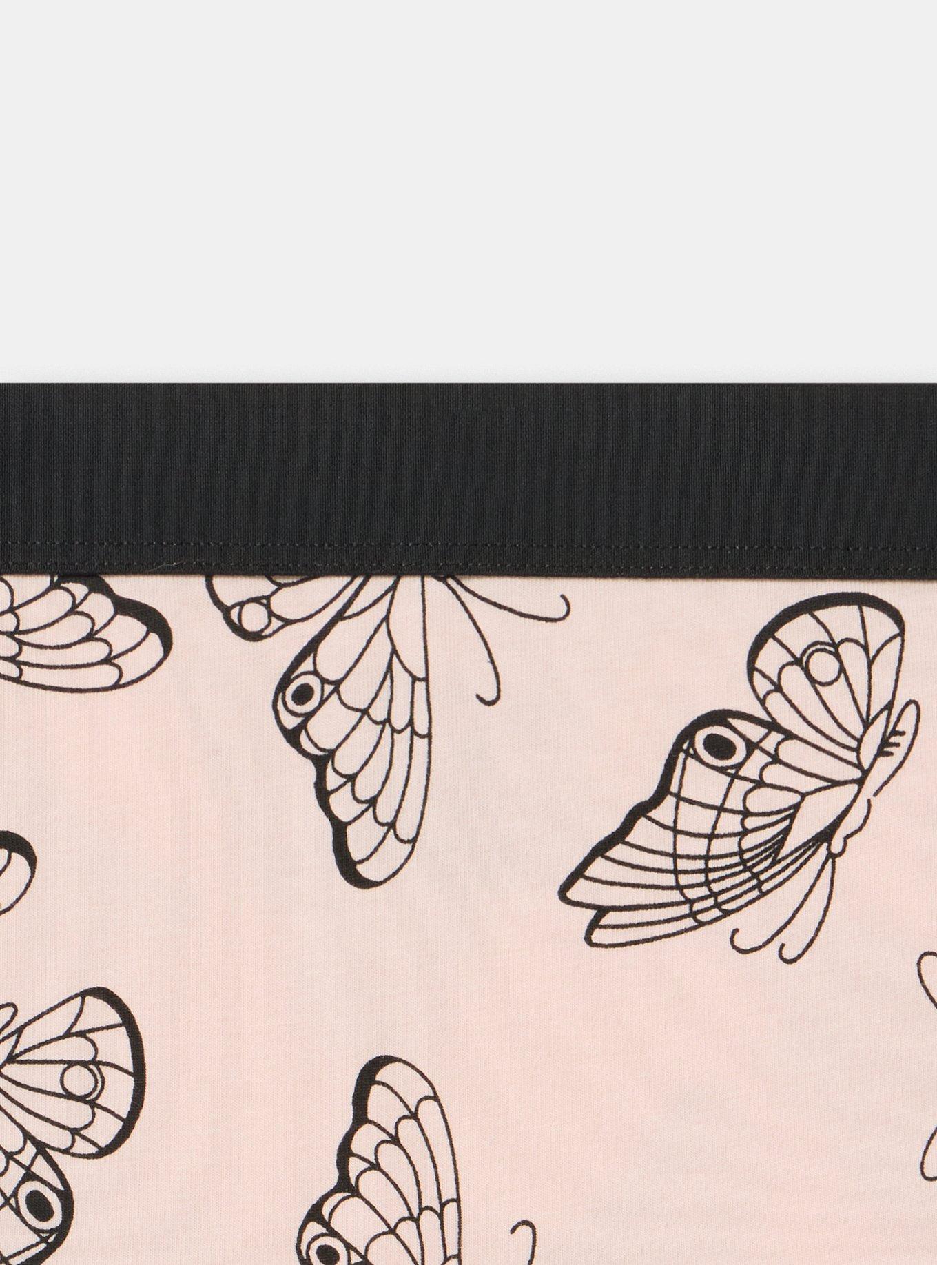 Plus Size Cotton Mid-Rise Cheeky Panty, DELICATE BUTTERFLIES PEACH, alternate