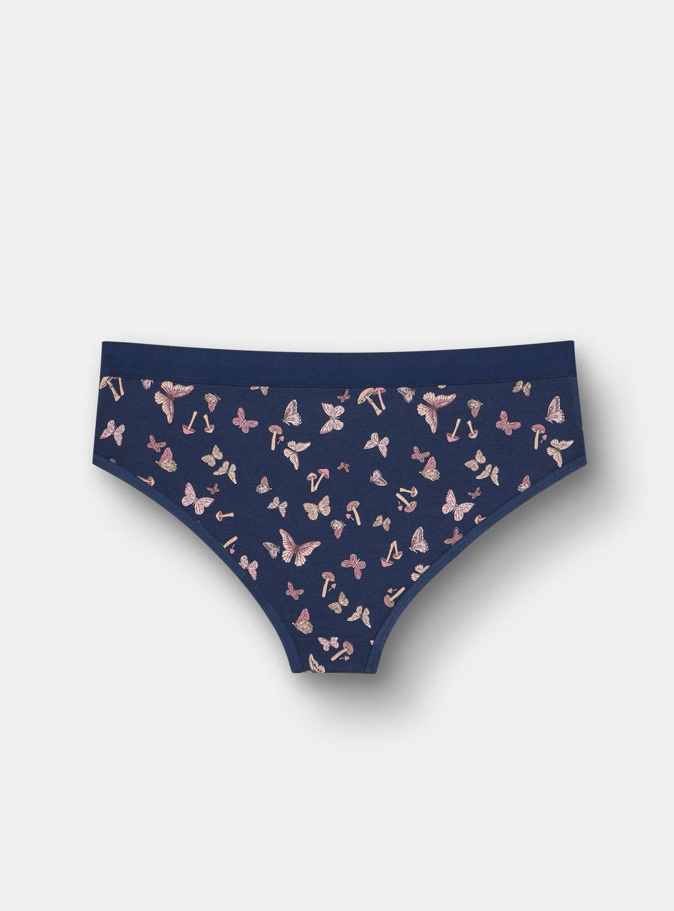Plus Size Cotton Mid-Rise Cheeky Panty, MARIPOSA TOSS NAVY, alternate