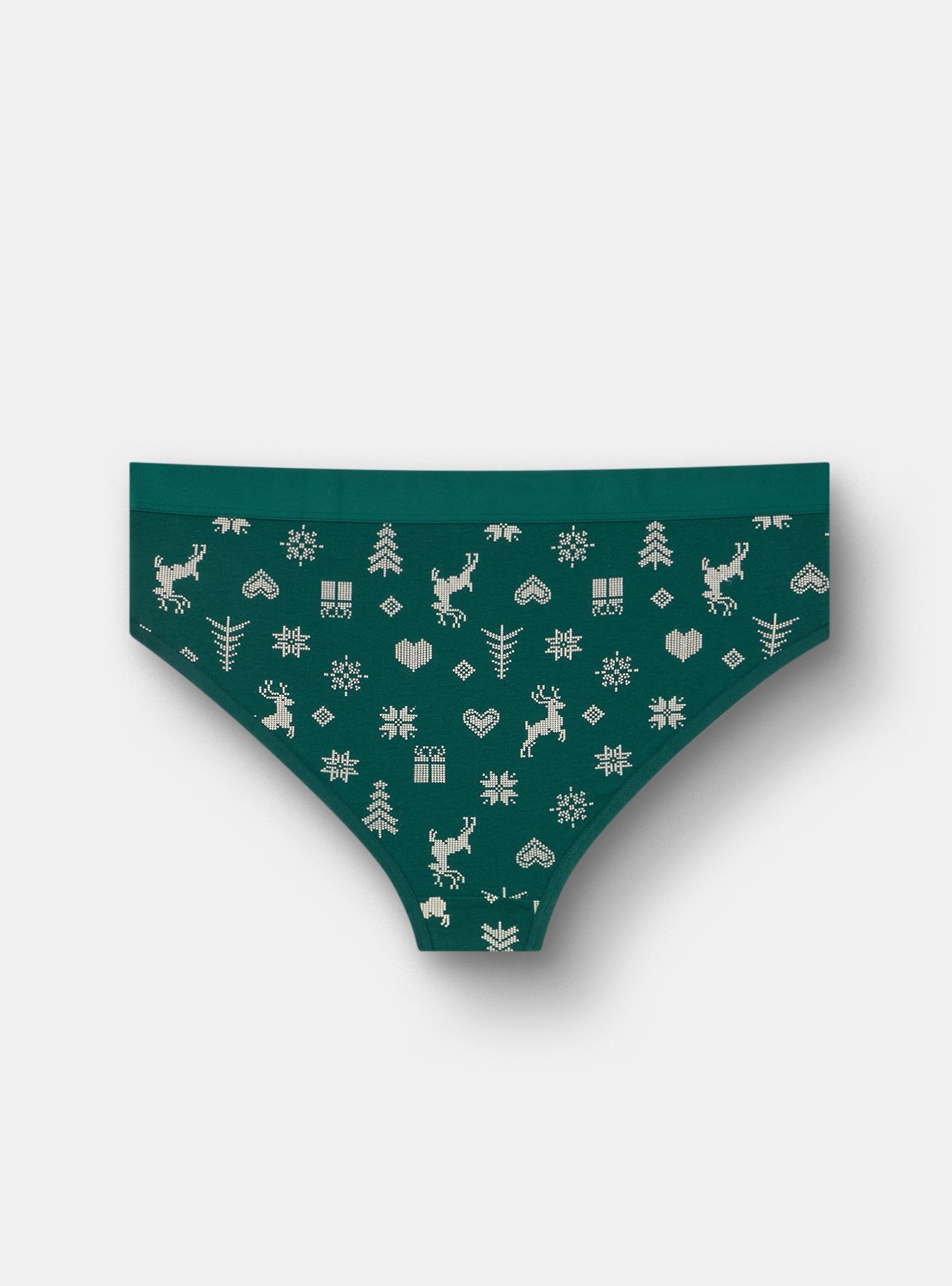 Cotton Mid-Rise Cheeky Panty, FAIRISLE ICONS GREEN, alternate