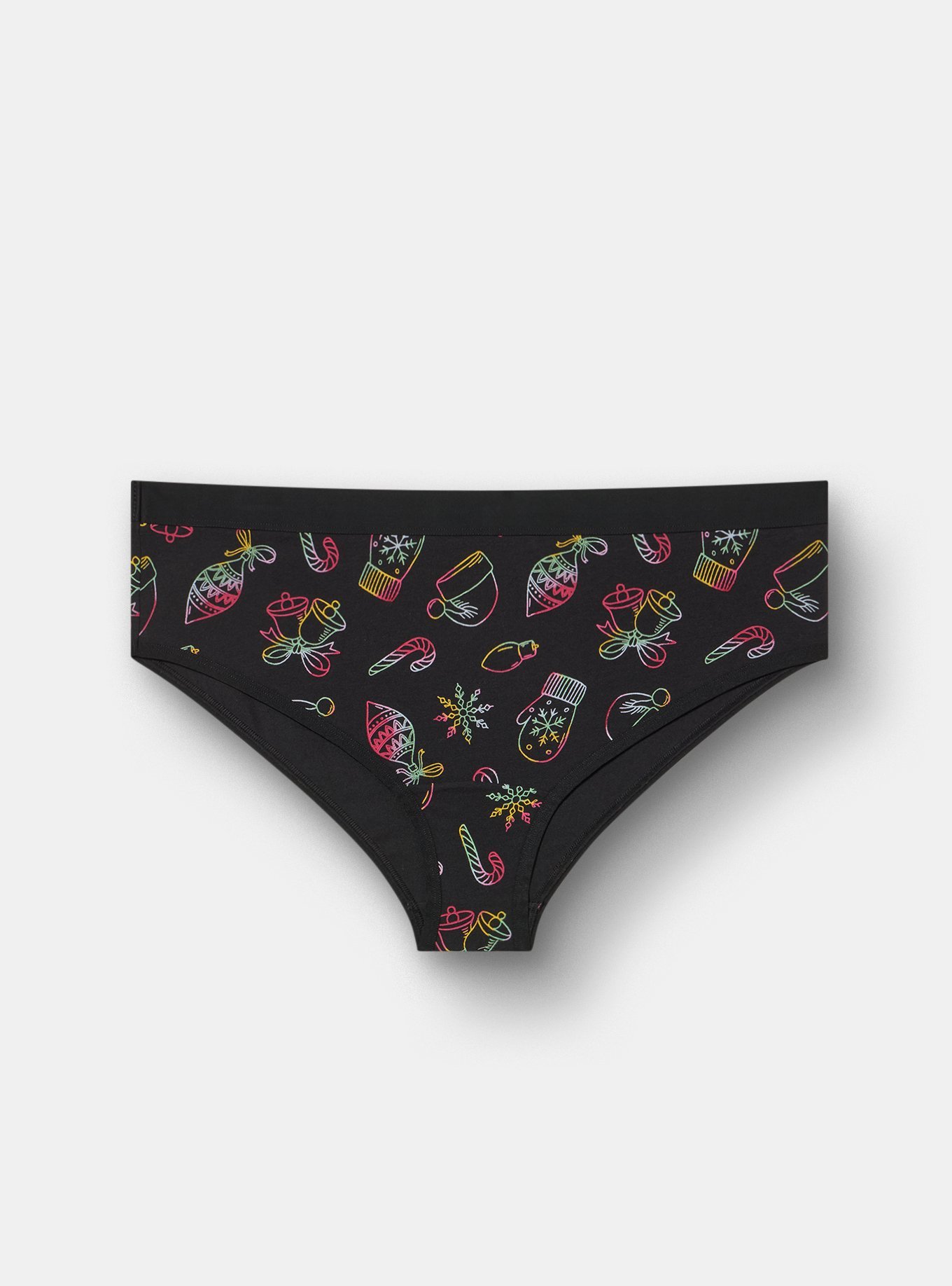 Cotton Mid-Rise Cheeky Panty, CHRISTMAS THINGS BLACK, hi-res