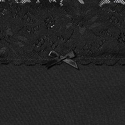 Cotton Mid-Rise Lace Trim Thong Panty, RICH BLACK, swatch