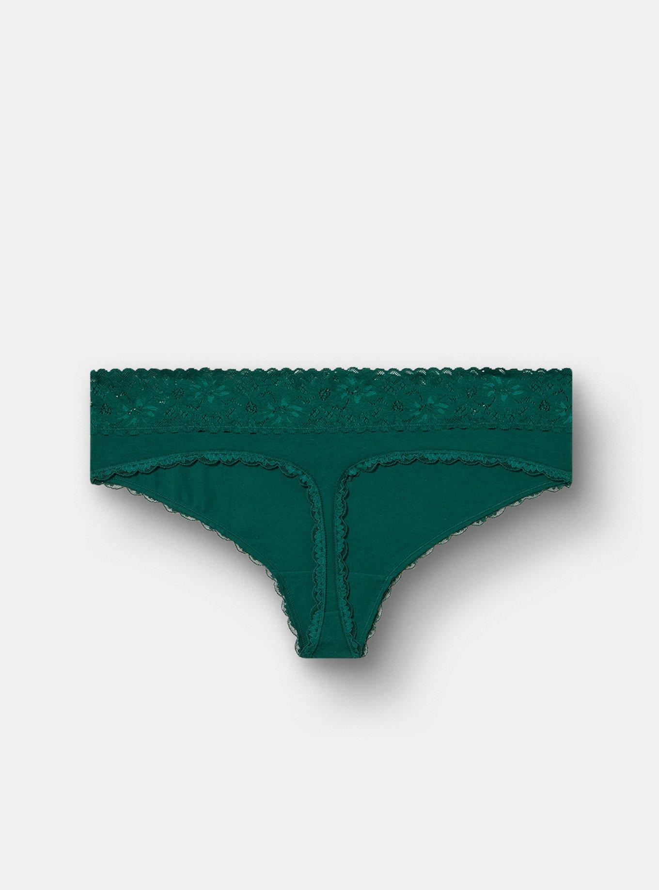 Cotton Mid-Rise Thong Lace Trim Panty, BOTANICAL GARDEN, alternate