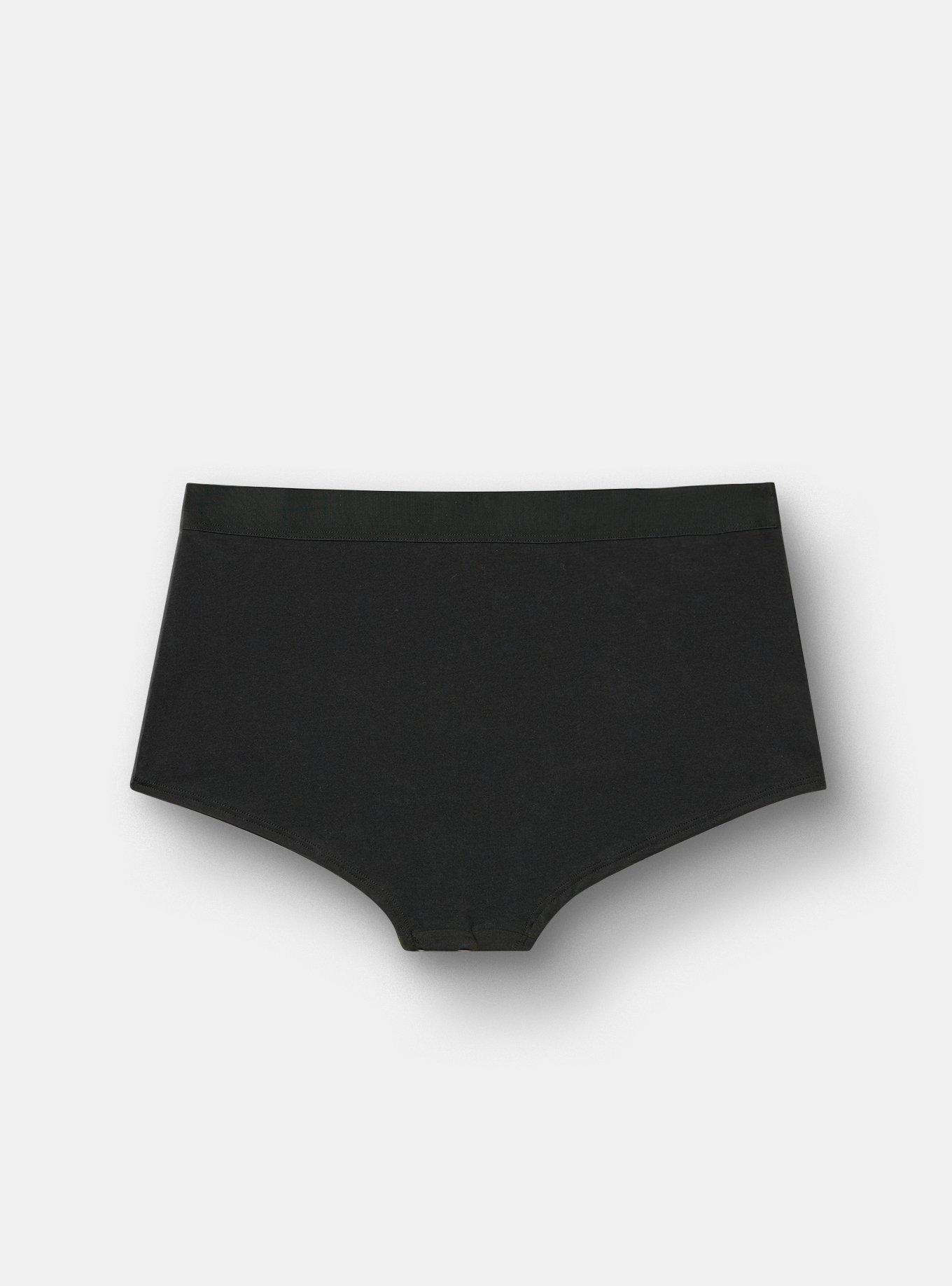 Cotton Mid-Rise Boyshort Panty, RICH BLACK, alternate