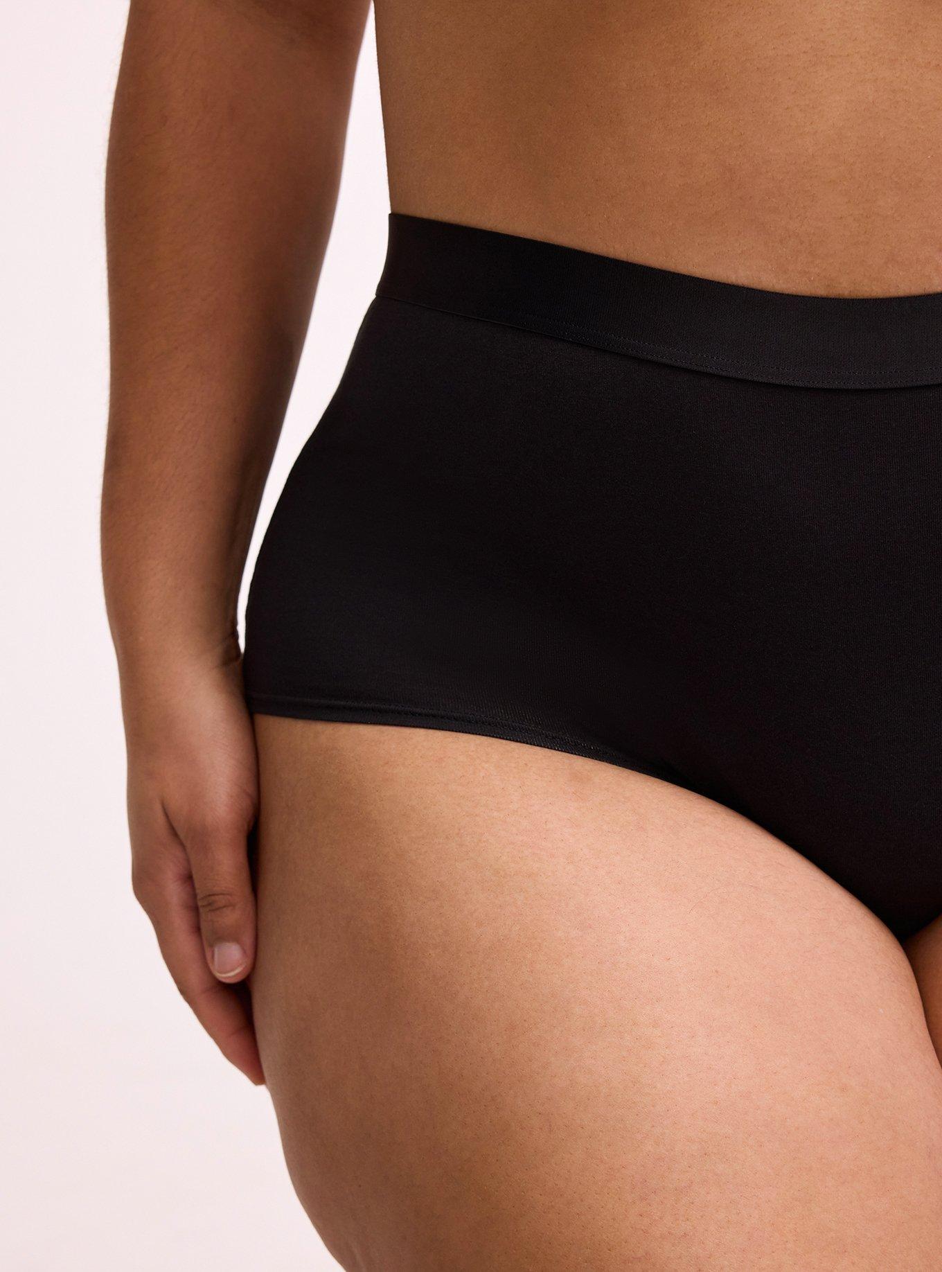Cotton Mid-Rise Boyshort Panty, RICH BLACK, alternate