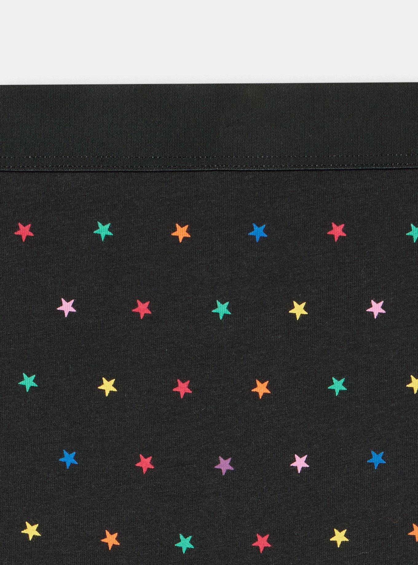 Cotton Mid-Rise Boyshort Panty, BRANDY STARS BLACK, alternate