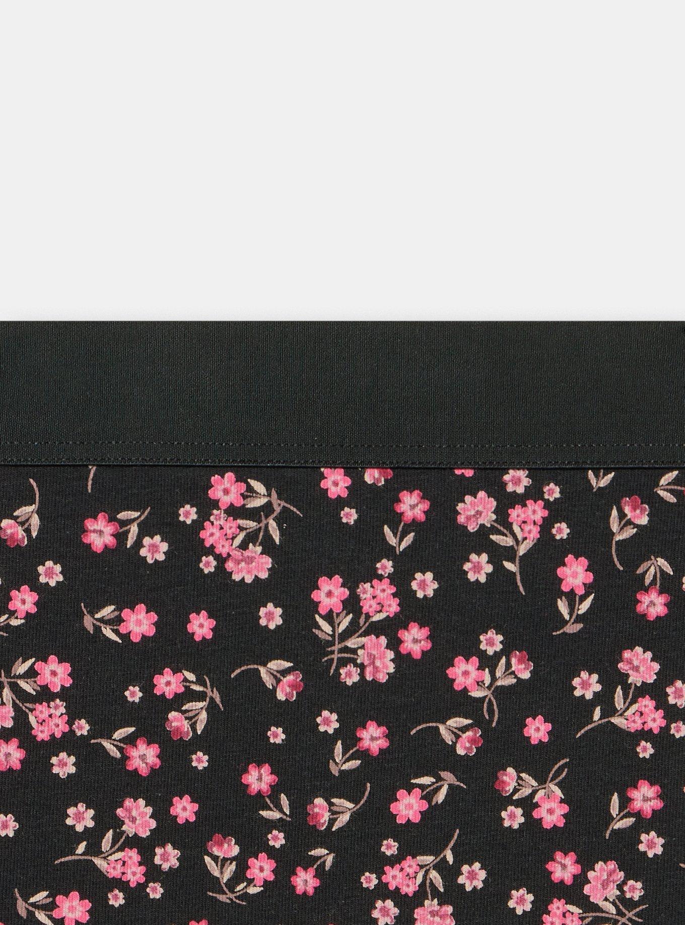 Cotton Mid-Rise Boyshort Panty, WISH FLORAL BLACK, alternate