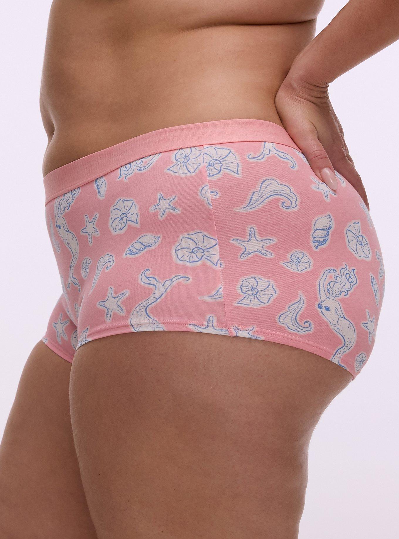 Cotton Mid-Rise Boyshort Panty, SHELL MERMAID SMALL PINK, alternate