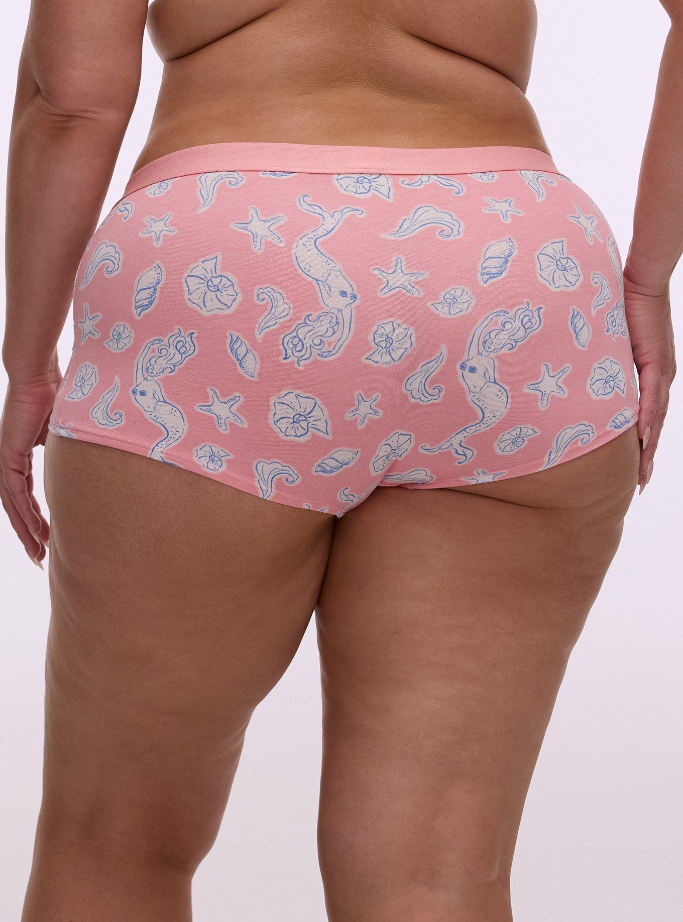 Cotton Mid-Rise Boyshort Panty, SHELL MERMAID SMALL PINK, alternate