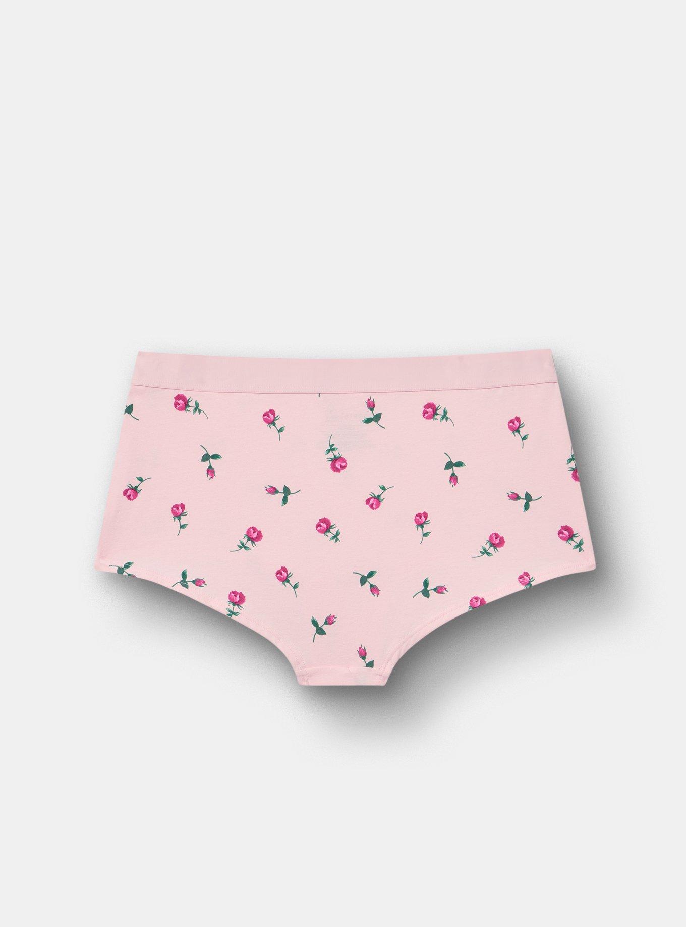Cotton Mid-Rise Boyshort Panty, KENT ROSE FLORAL PINK, alternate