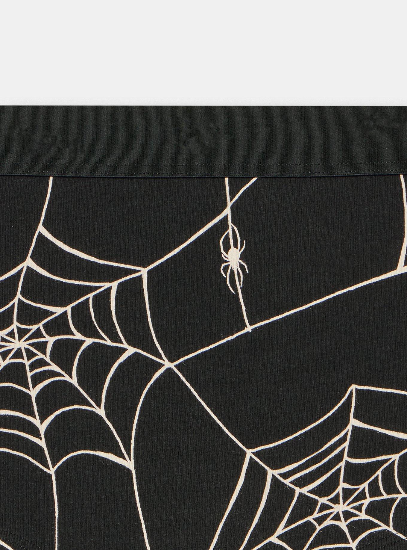 Cotton Mid-Rise Boyshort Panty, TUESDAY SPIDERS BLACK, alternate