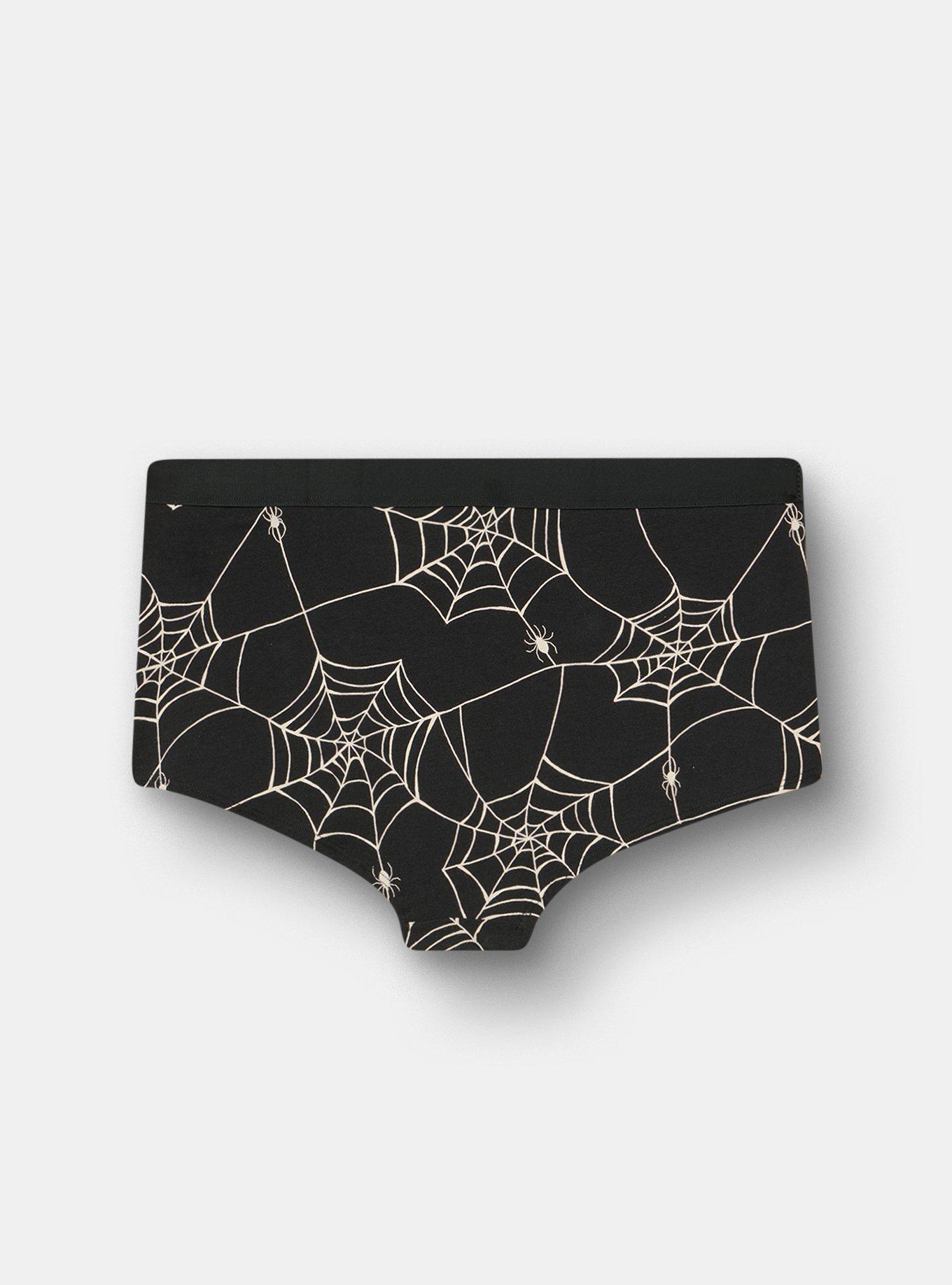 Cotton Mid-Rise Boyshort Panty, TUESDAY SPIDERS BLACK, alternate