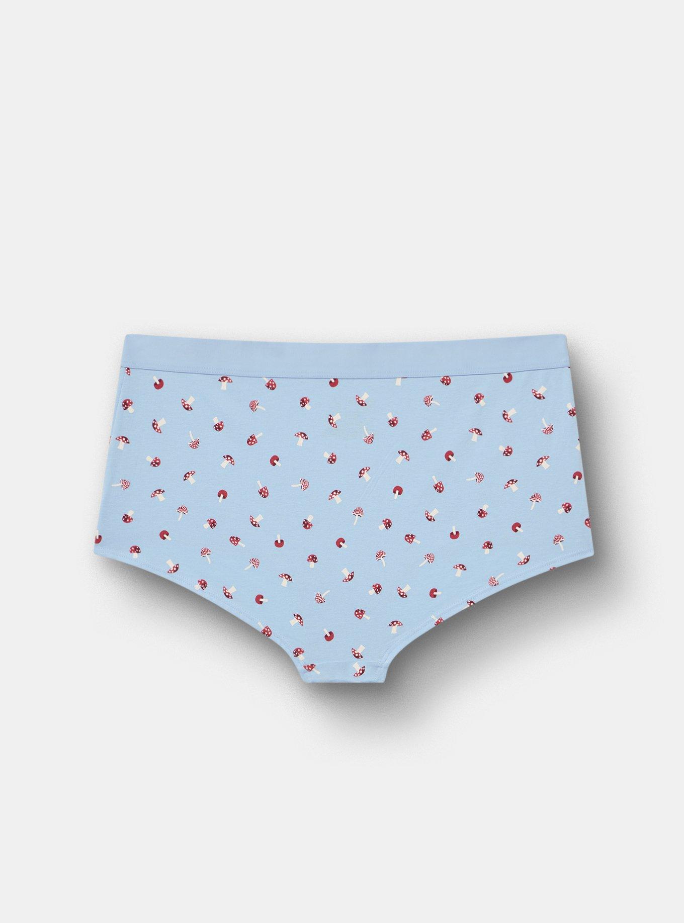 Cotton Mid-Rise Boyshort Panty, MUSHROOM FOREST BLUE, alternate