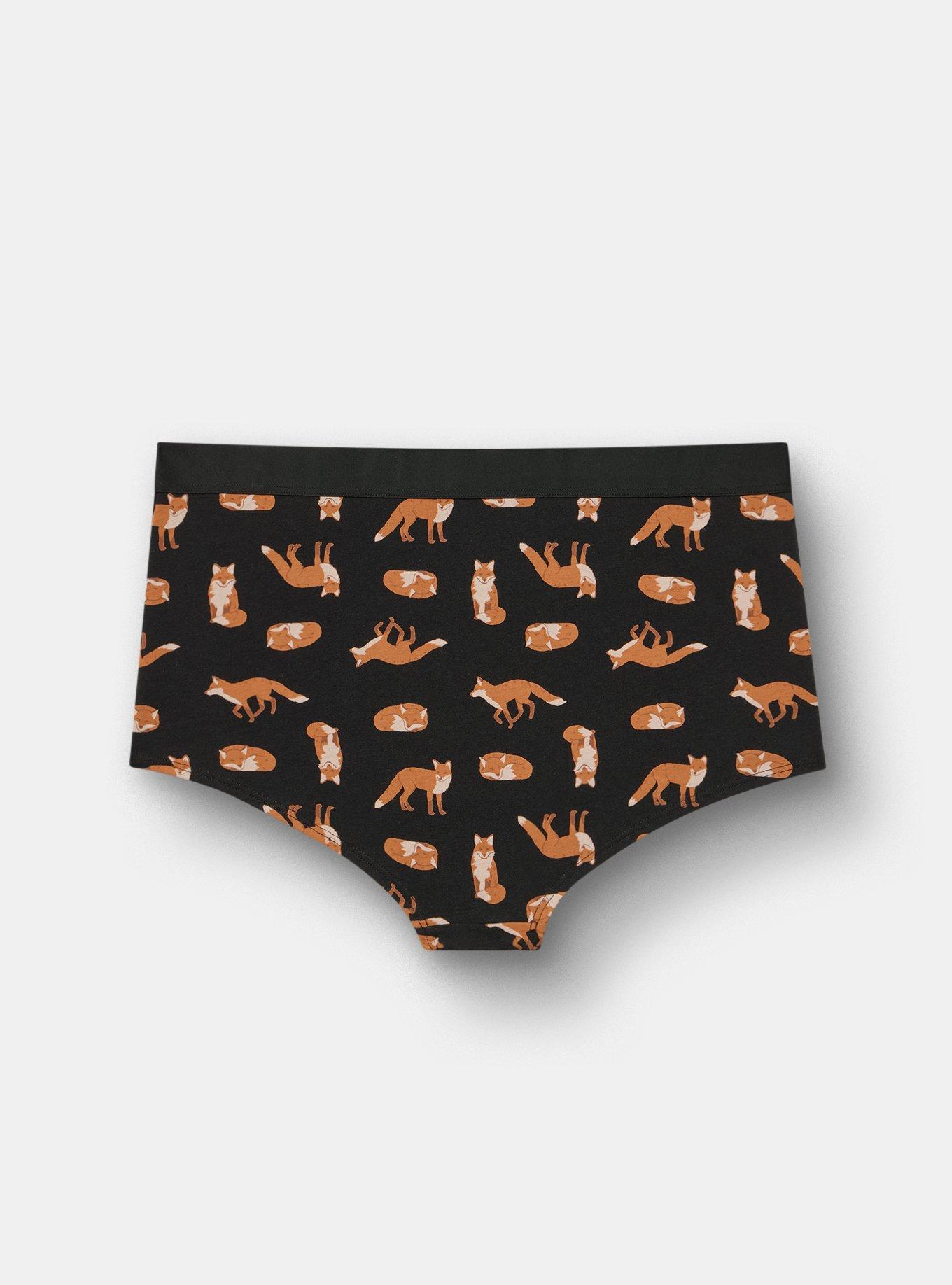 Cotton Mid-Rise Boyshort Panty, FOXY TROT BLACK, alternate