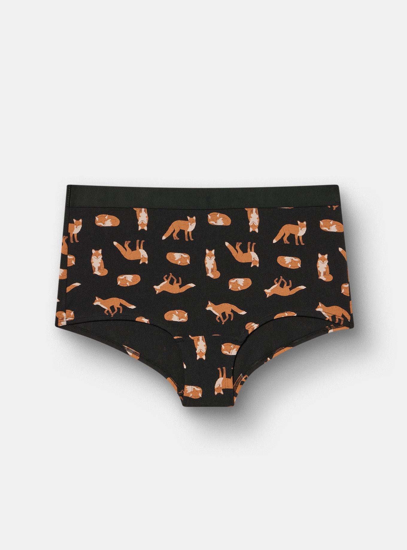 Cotton Mid-Rise Boyshort Panty, FOXY TROT BLACK, hi-res