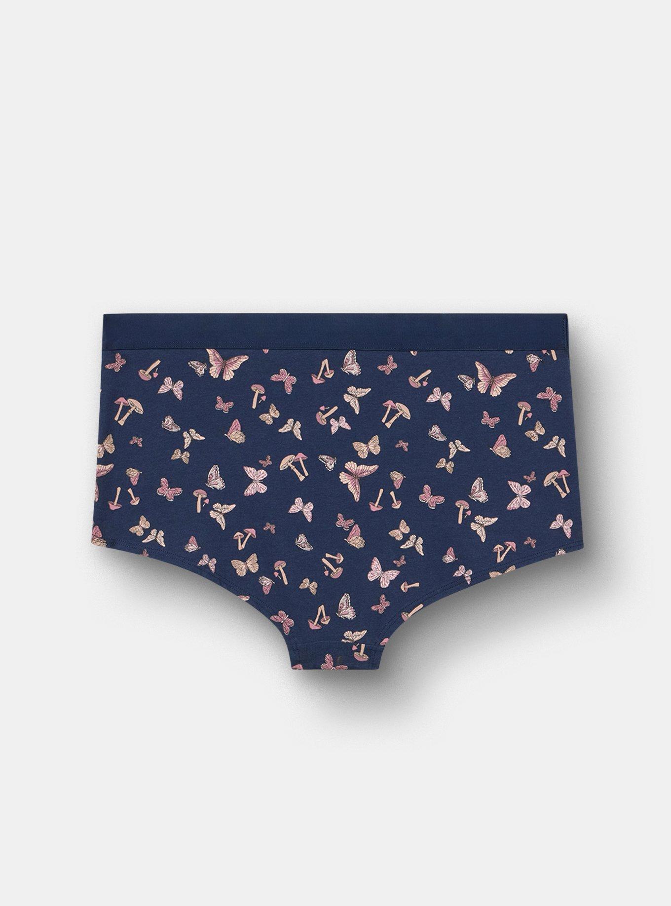 Cotton Mid-Rise Boyshort Panty, MARIPOSA TOSS NAVY, alternate