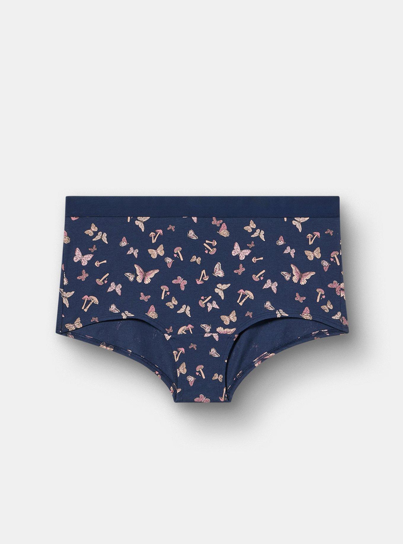 Cotton Mid-Rise Boyshort Panty, MARIPOSA TOSS NAVY, hi-res
