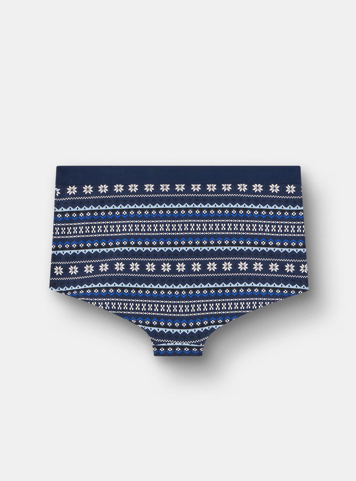 Cotton Mid-Rise Boyshort Panty, ELSA FAIR ISLE BLUE, alternate