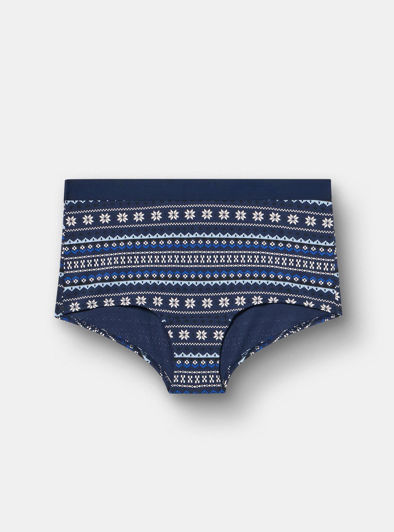 Cotton Mid-Rise Boyshort Panty, ELSA FAIR ISLE BLUE, hi-res