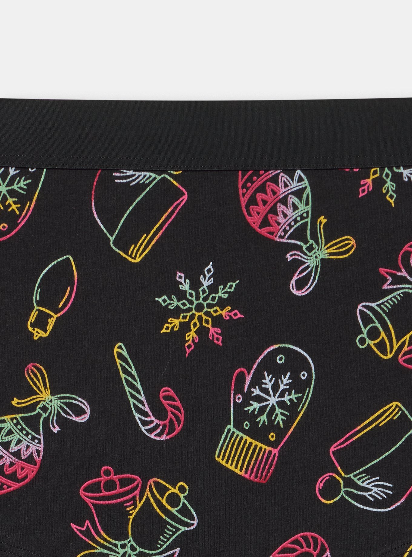 Cotton Mid-Rise Boyshort Panty, CHRISTMAS THINGS BLACK, alternate