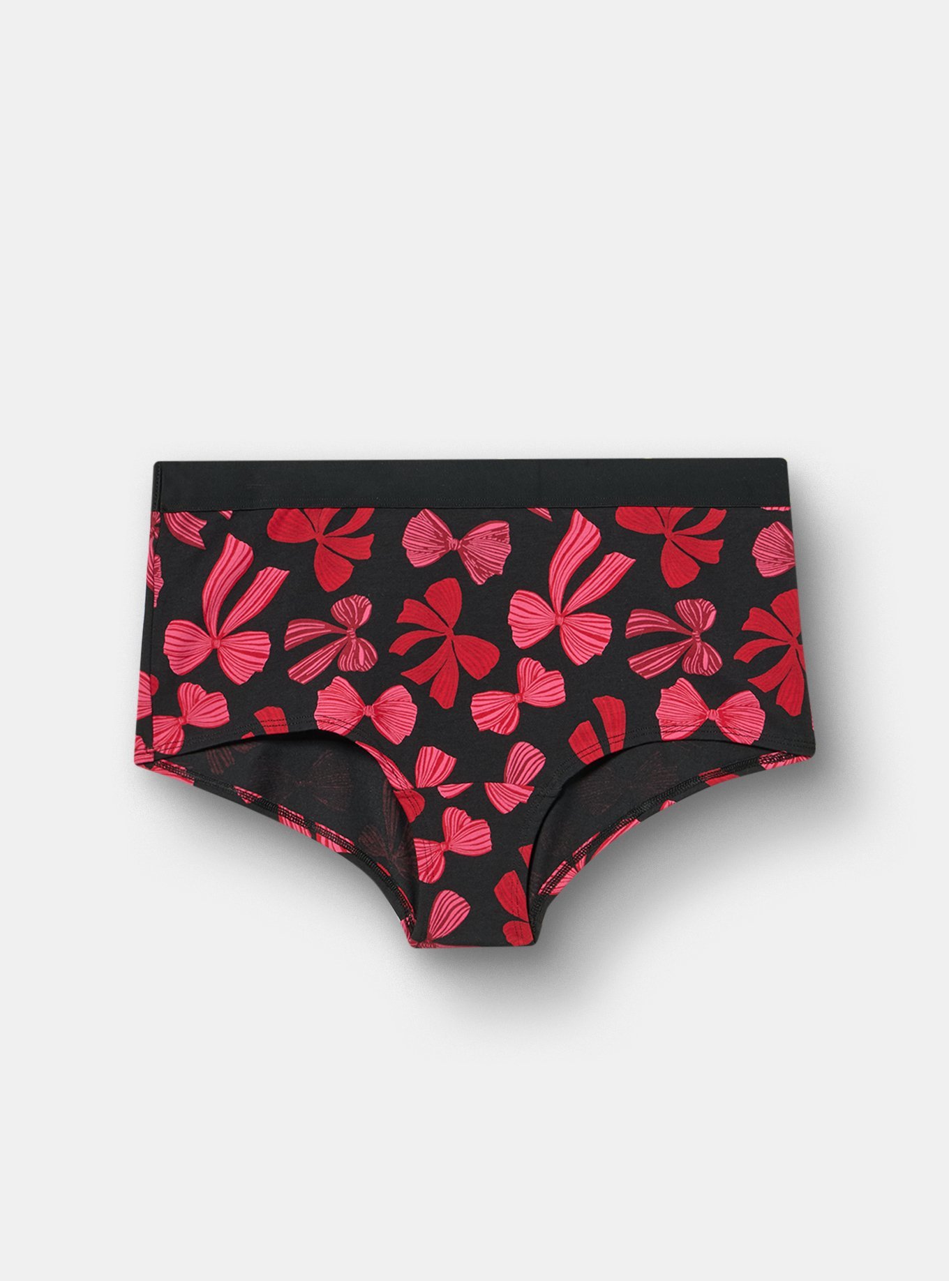 Cotton Mid-Rise Boyshort Panty, HOLIDAY WRAPPING RED, hi-res