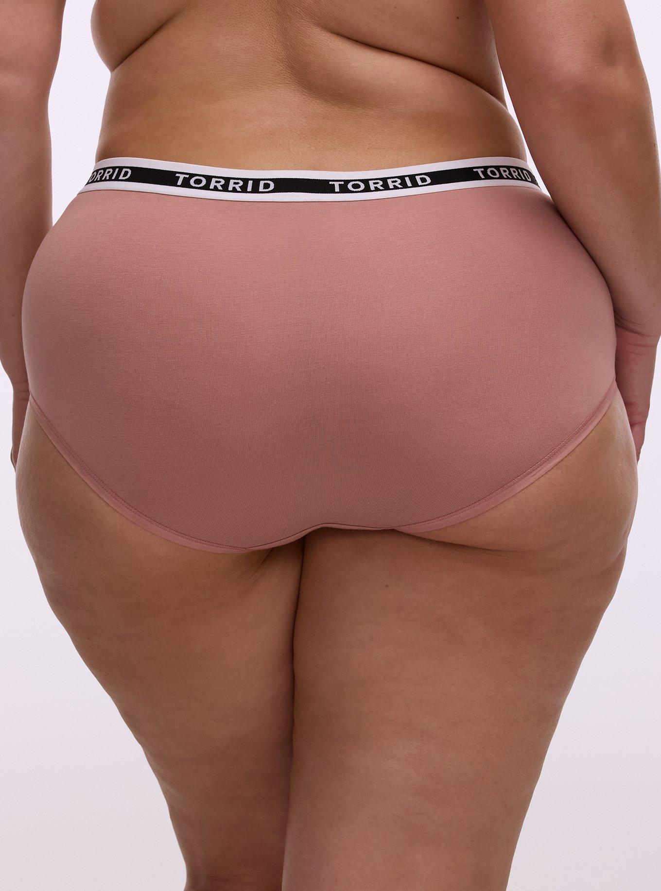 Cotton Mid-Rise Brief Logo Panty, ASH ROSE, alternate