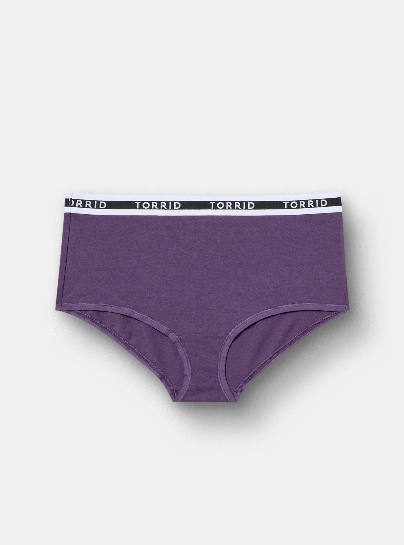 Cotton Mid-Rise Logo Brief Panty, BLACKBERRY, hi-res