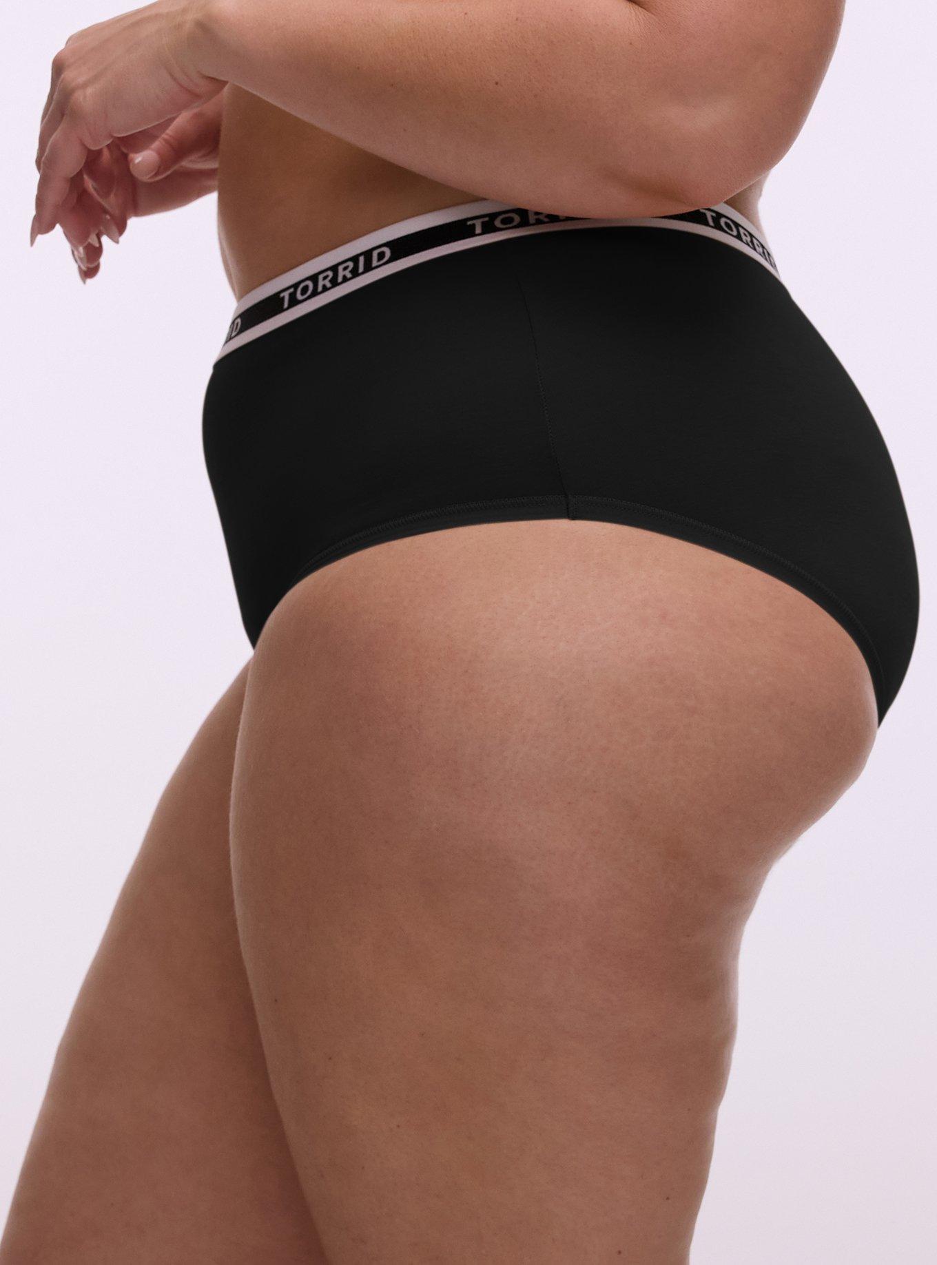Cotton Mid-Rise Logo Brief Panty, RICH BLACK, alternate