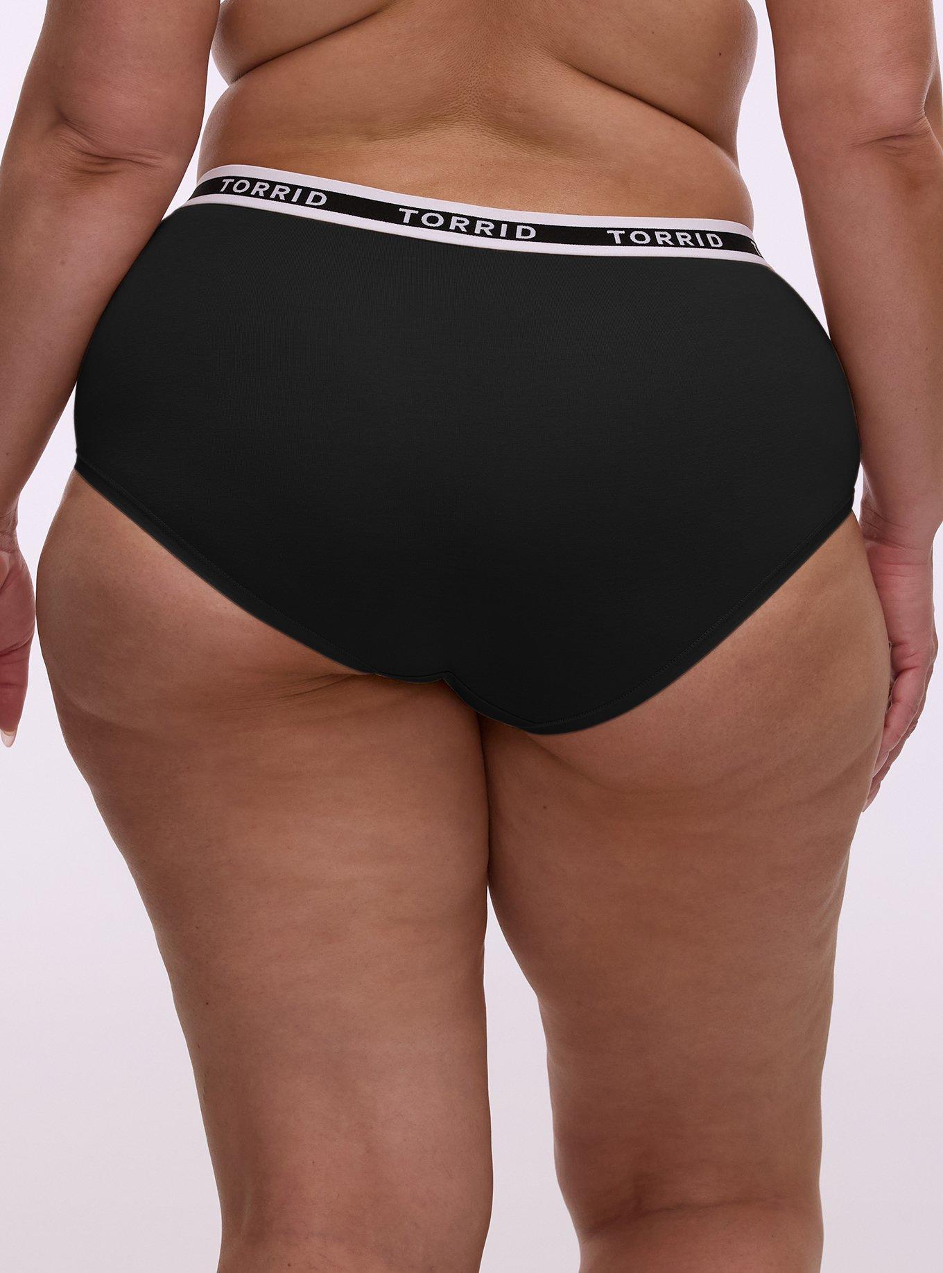 Cotton Mid-Rise Logo Brief Panty, RICH BLACK, alternate