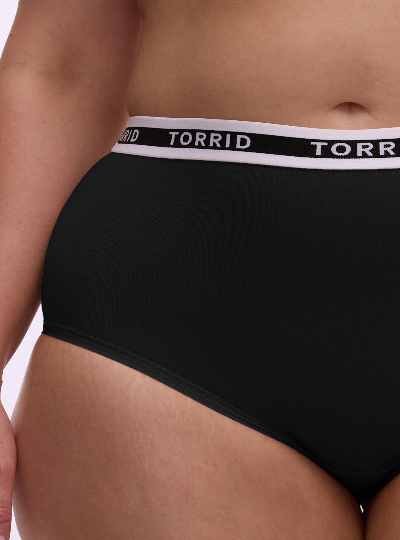 Cotton Mid-Rise Logo Brief Panty, RICH BLACK, alternate