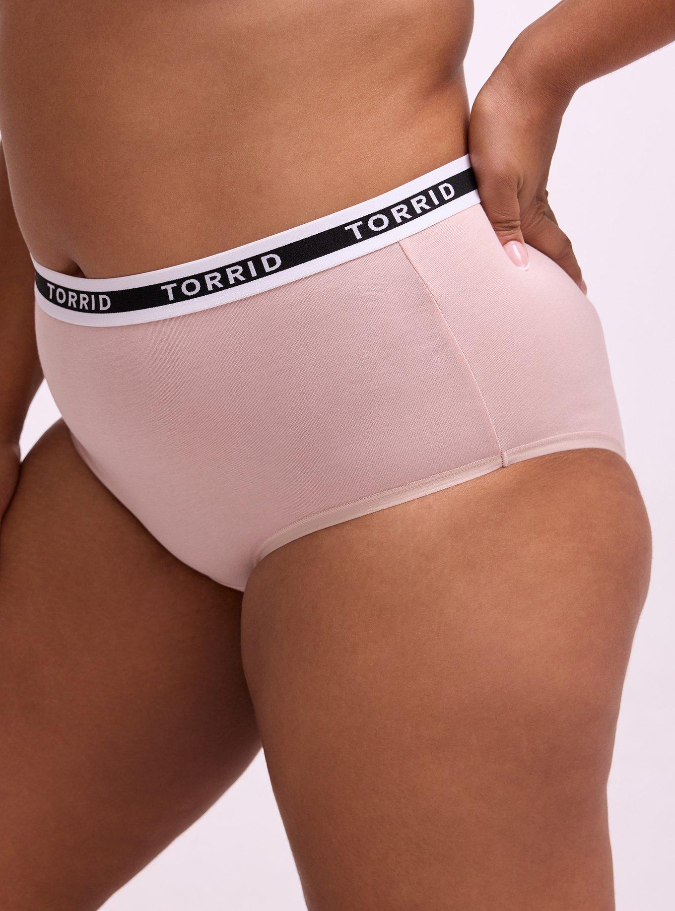 Cotton Mid-Rise Logo Brief Panty, ROSE DUST, alternate
