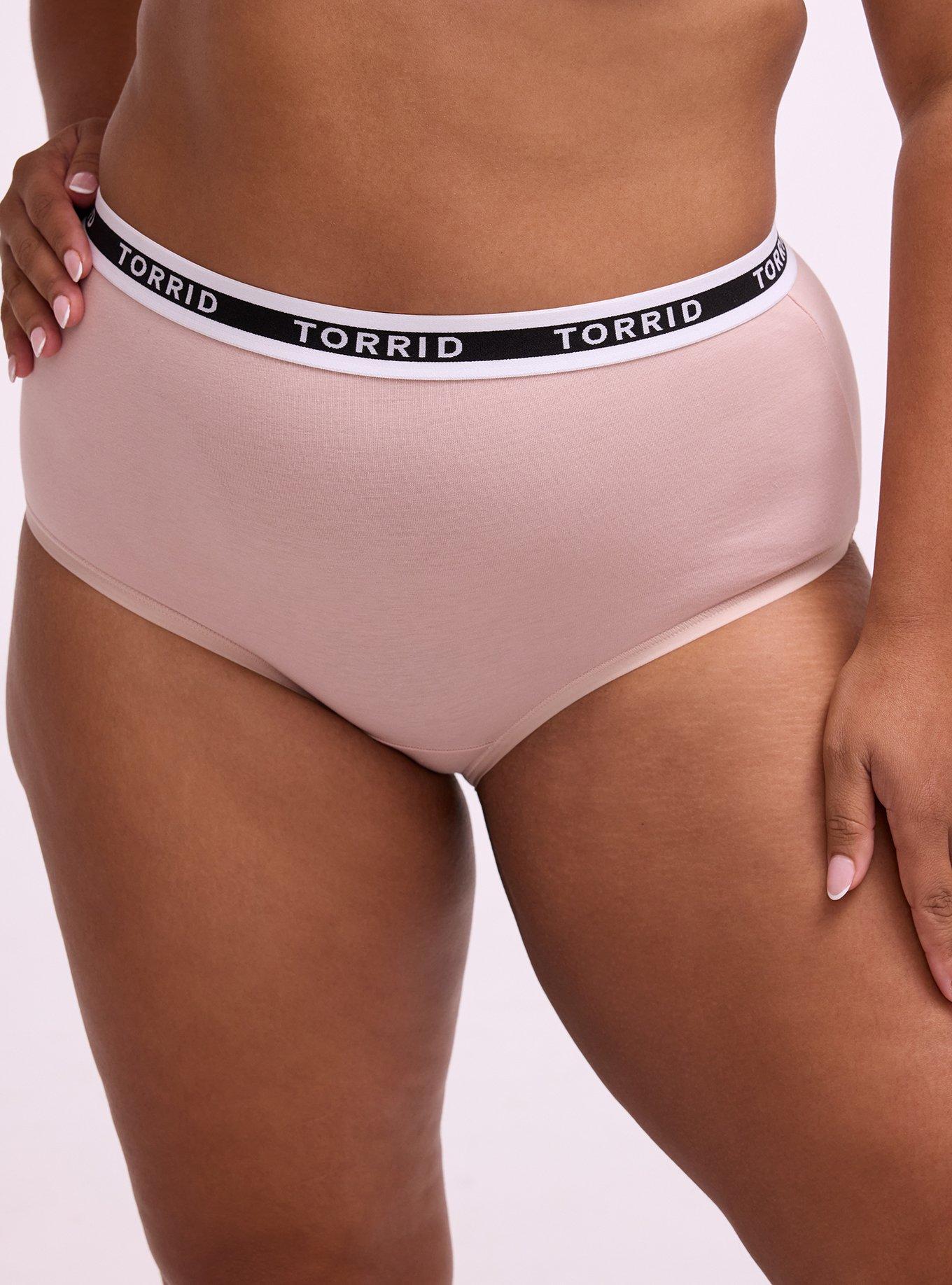 Cotton Mid-Rise Logo Brief Panty, ROSE DUST, hi-res