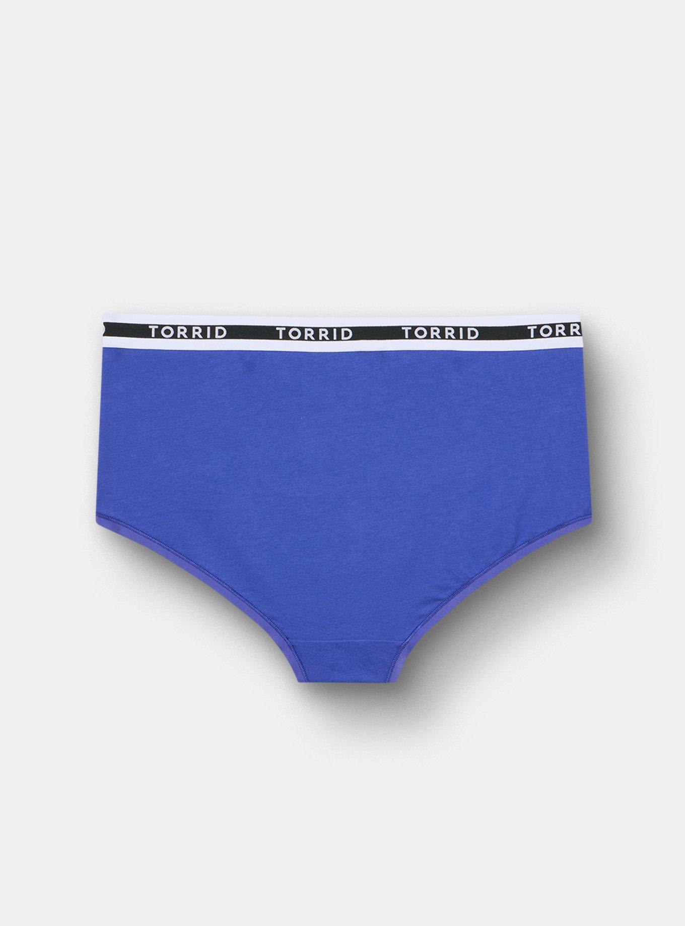 Cotton Mid-Rise Logo Brief Panty, ROYAL BLUE, alternate