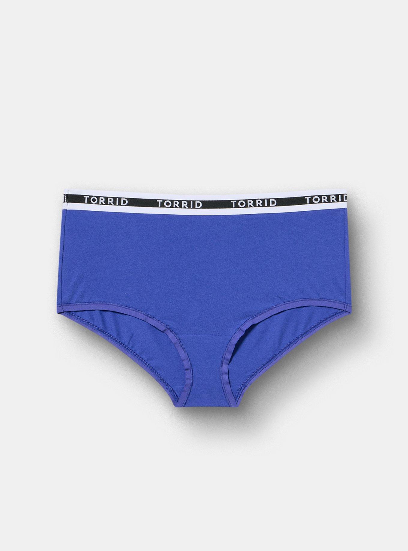 Cotton Mid-Rise Logo Brief Panty, ROYAL BLUE, hi-res