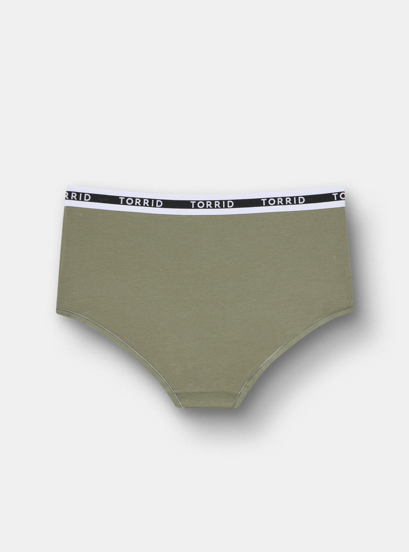 Cotton Mid-Rise Logo Brief Panty, AGAVE GREEN, alternate