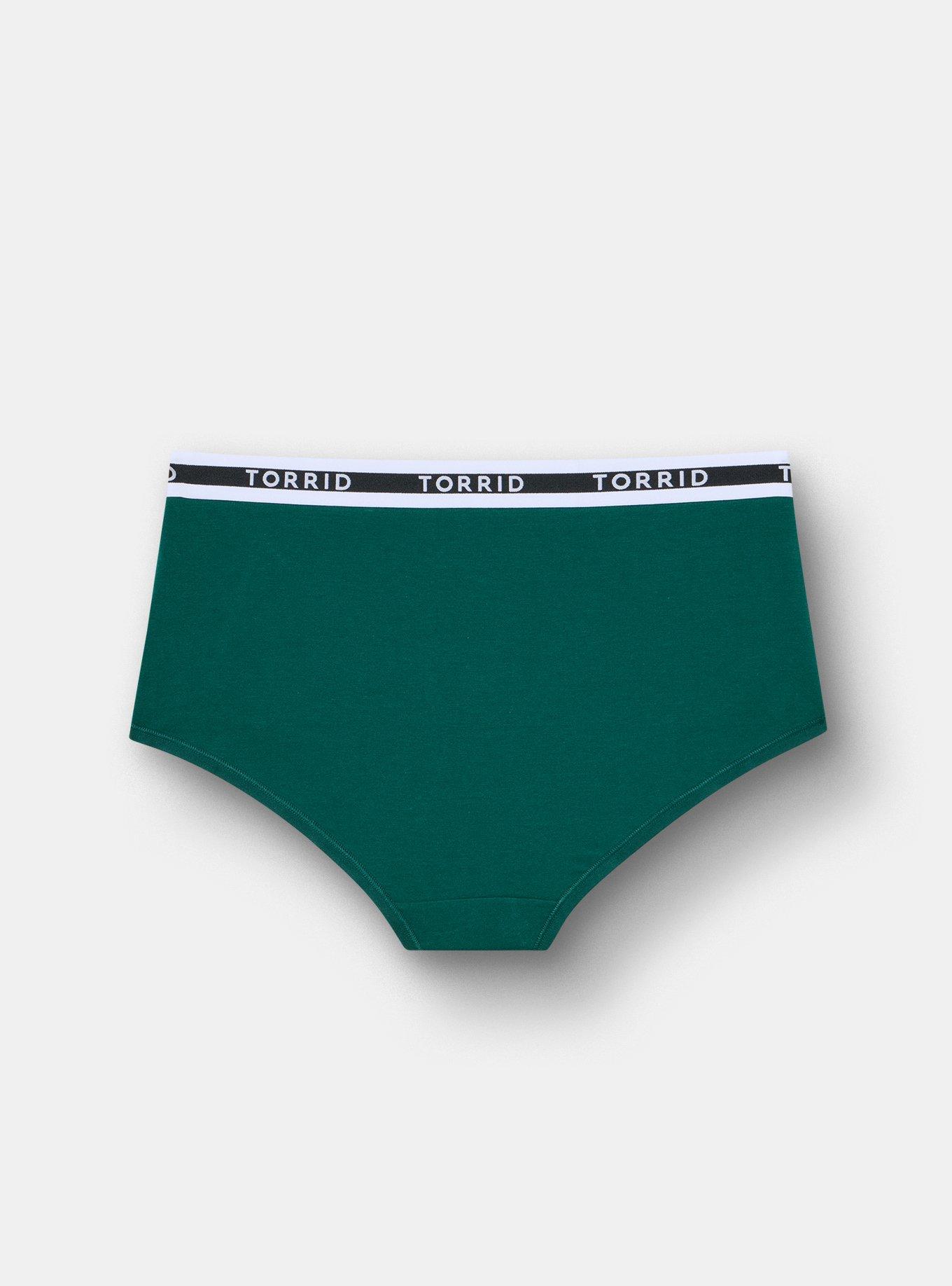 Plus Size Cotton Mid-Rise Logo Brief Panty, BOTANICAL GARDEN, alternate
